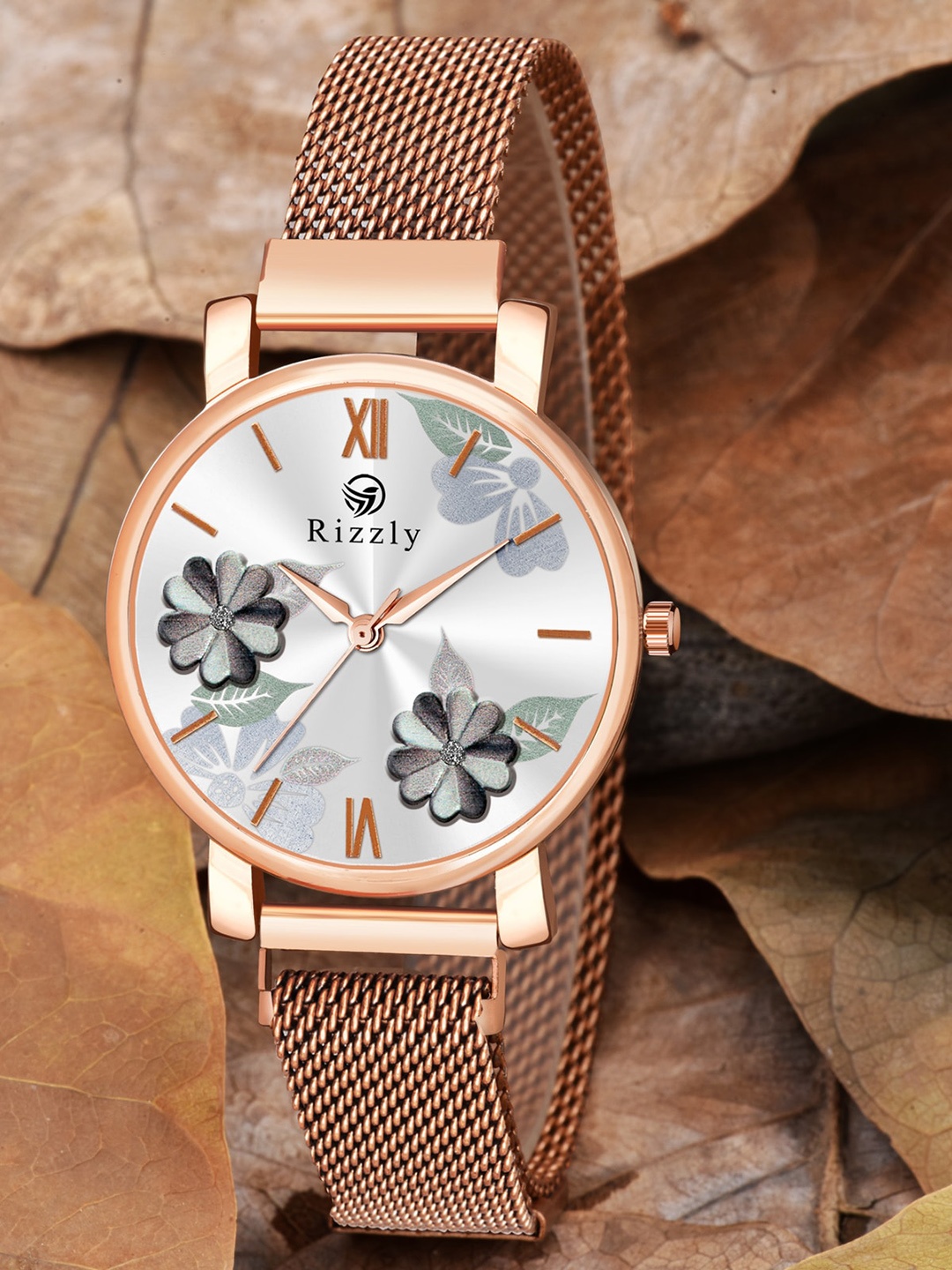 

Rizzly Women Green Brass Dial & Rose Gold Stainless Steel Bracelet Analogue Watch RZ-152, Brown