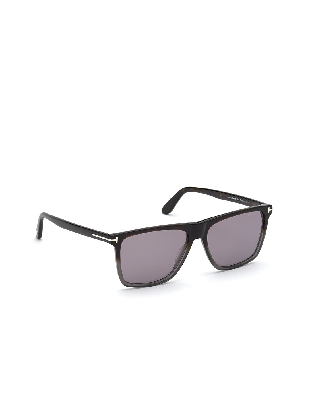 

Tom Ford Men Purple Lens & Black Wayfarer Sunglasses with UV Protected Lens FT0832 59 55C