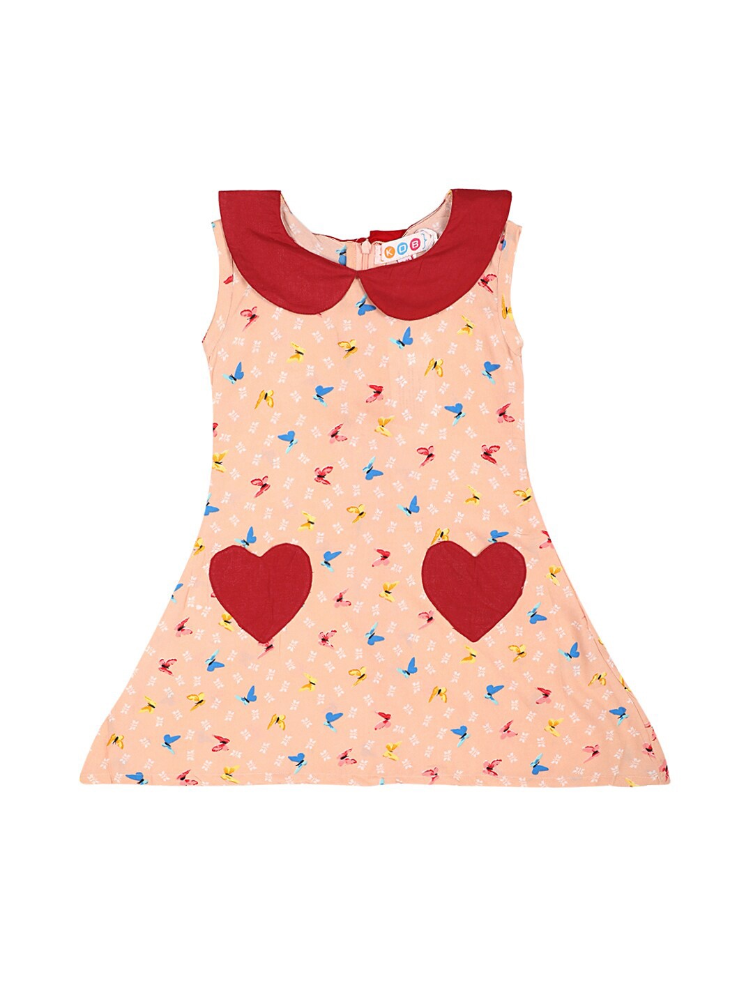 

Kids On Board Peach-Coloured Peter Pan Collar A-Line Dress