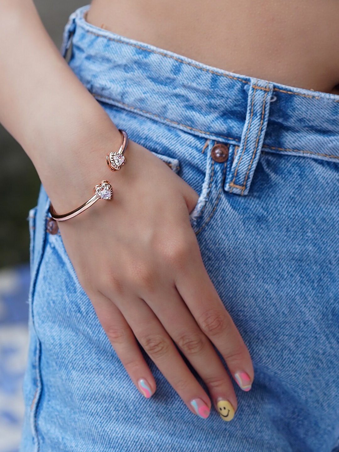 

Queen Be Women Rose Gold Brass Cuff Bracelet