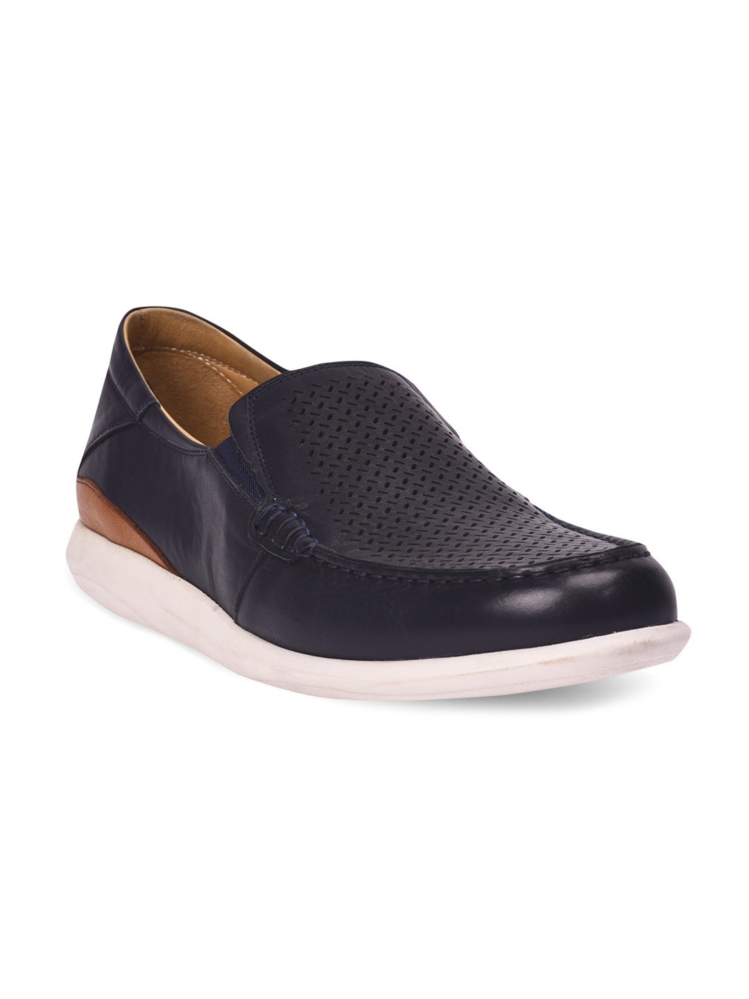 

Pavers England Men Navy Blue Woven Design Leather Loafers