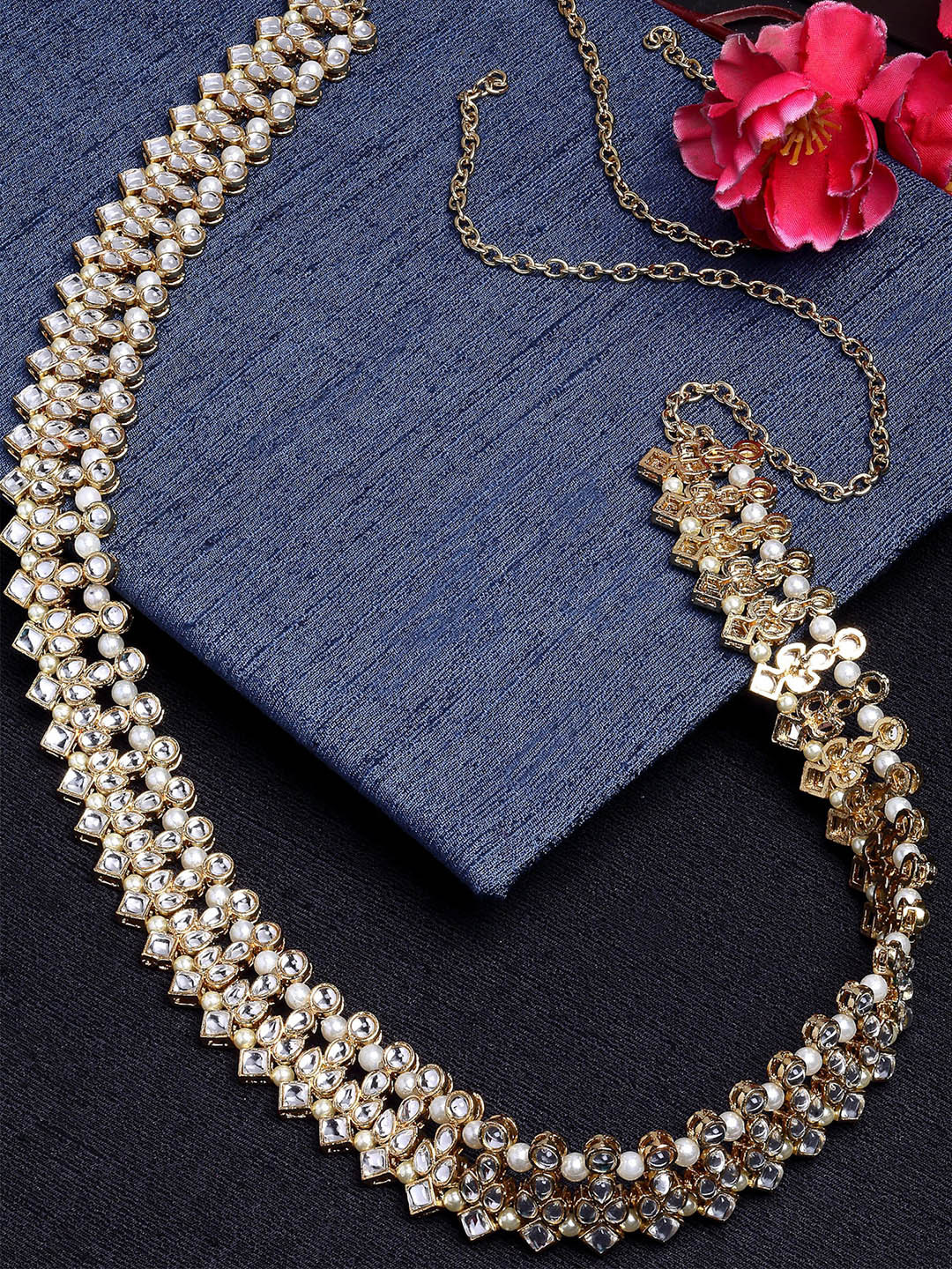 

KARATCART Gold-Toned White Kundan-Studded Handcrafted Traditional Kamarbandh