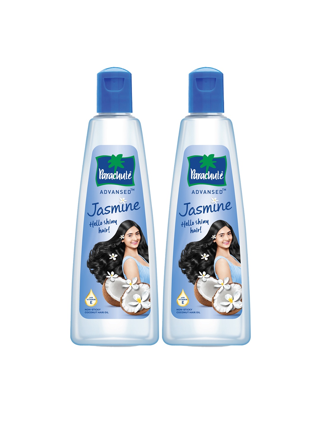 

Parachute Set of 2 Advanced Jasmine Non Sticky Coconut Hair Oil - 500 ml Each, Blue