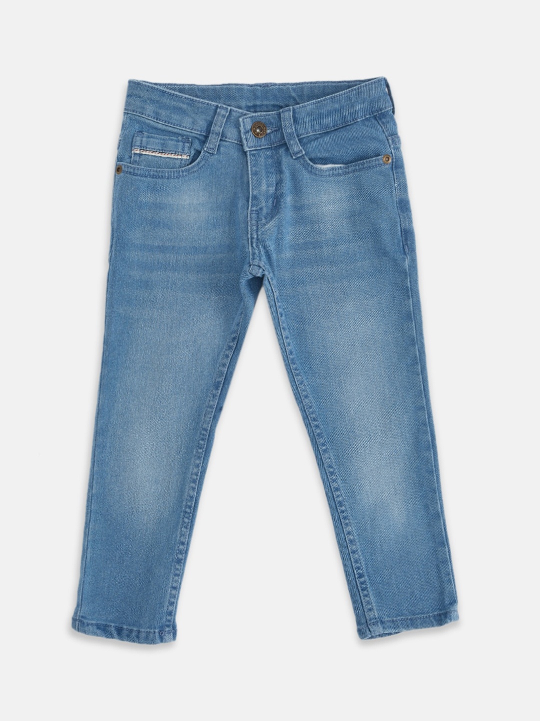 

Pantaloons Junior Boys Blue Tapered Fit Light Fade Stretchable Jeans