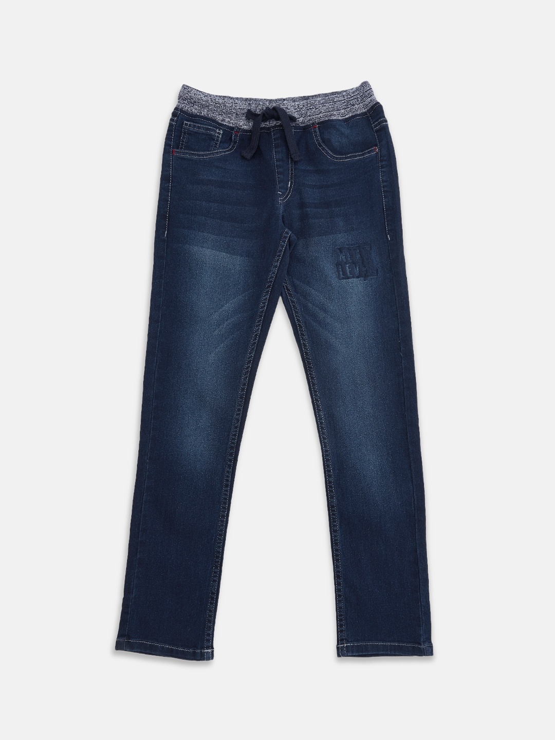 

Pantaloons Junior Boys Blue Tapered Fit Low Distress Light Fade Jeans