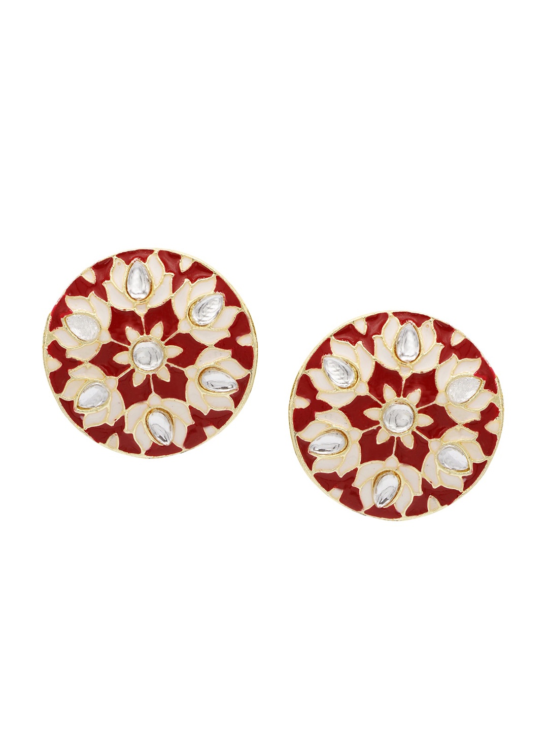 

ASMITTA JEWELLERY Maroon Contemporary Studs Earrings