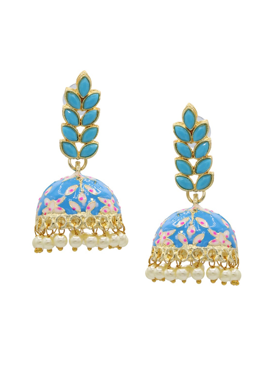 

ASMITTA JEWELLERY Woman Gold toned Blue Dome Shaped Jhumkas