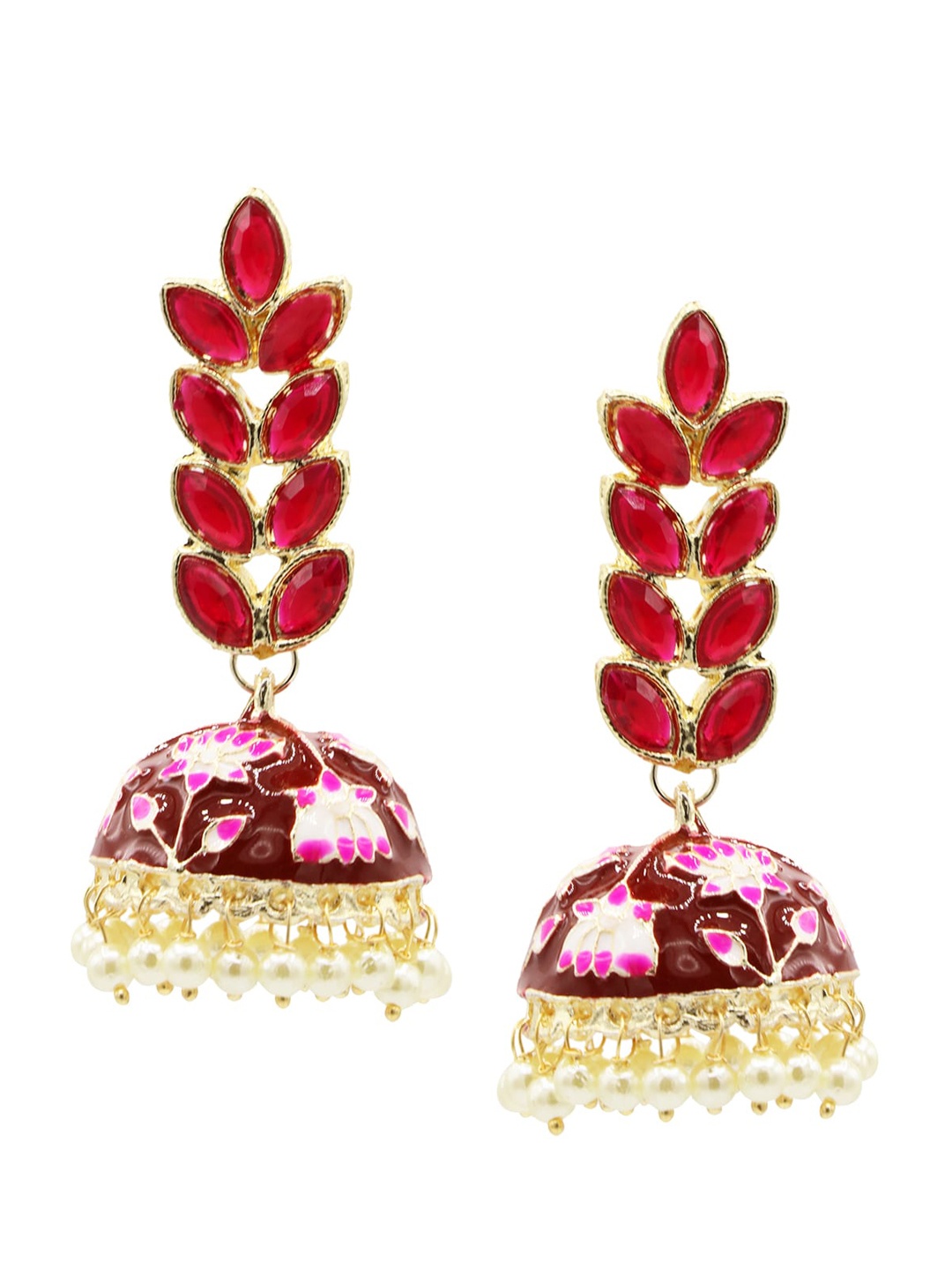 

ASMITTA JEWELLERY Maroon Contemporary Jhumkas Earrings