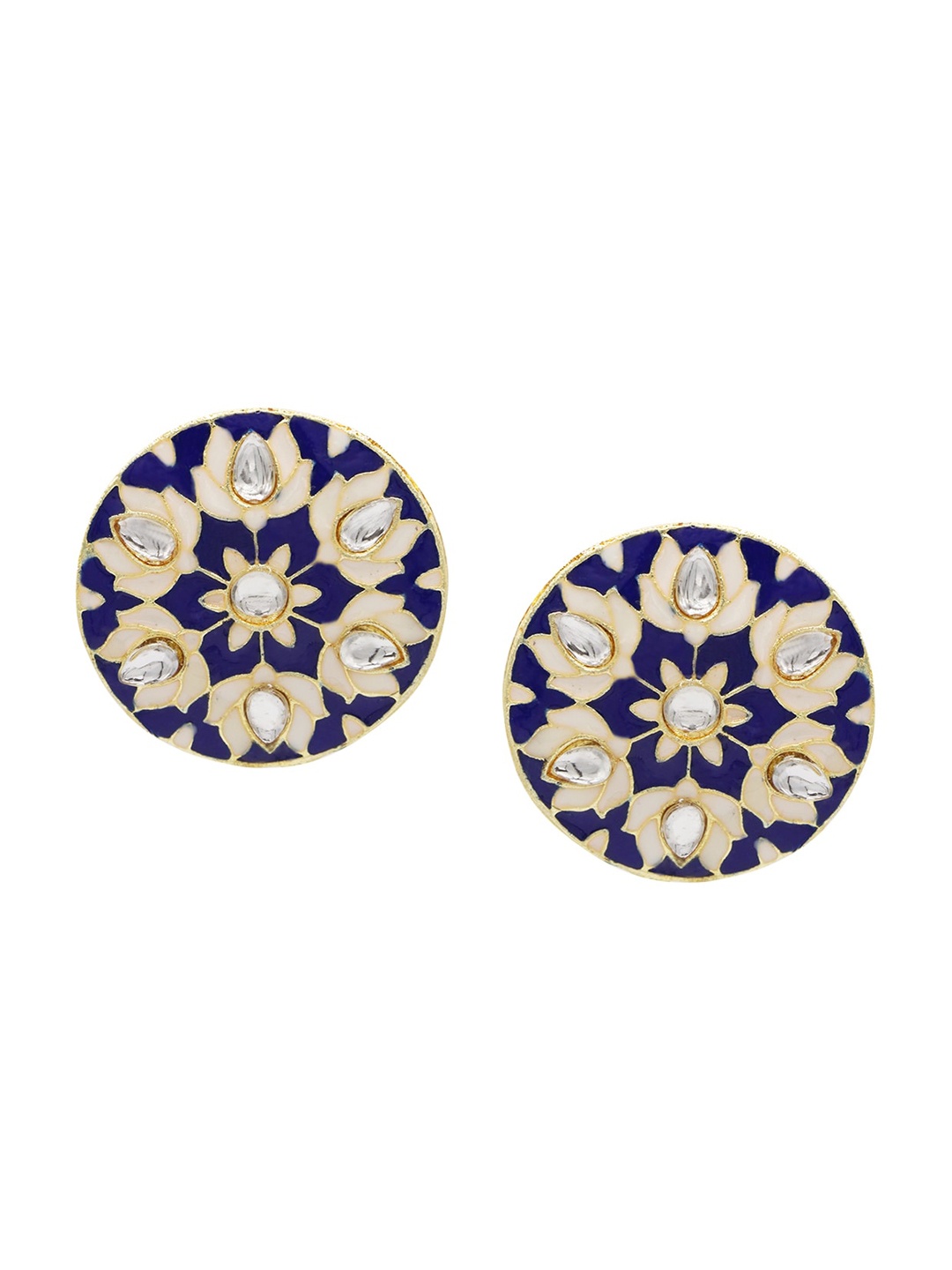 

ASMITTA JEWELLERY Gold Plated Navy Blue Contemporary Studs Earrings