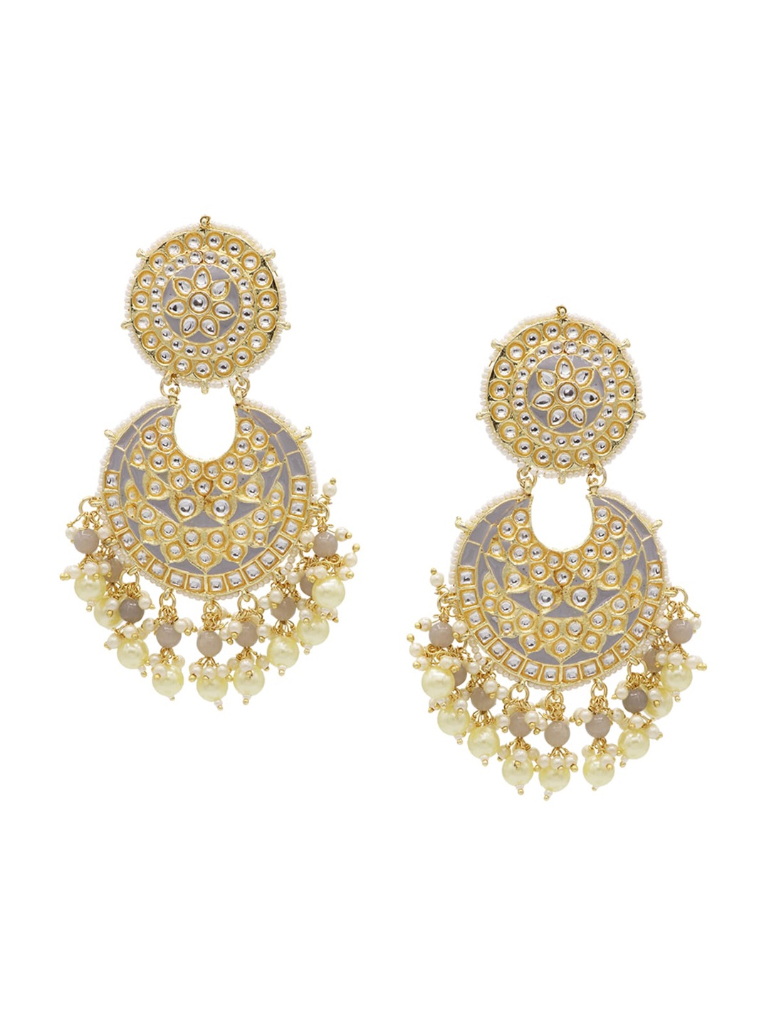 

ASMITTA JEWELLERY Grey Contemporary Chandbalis Earrings