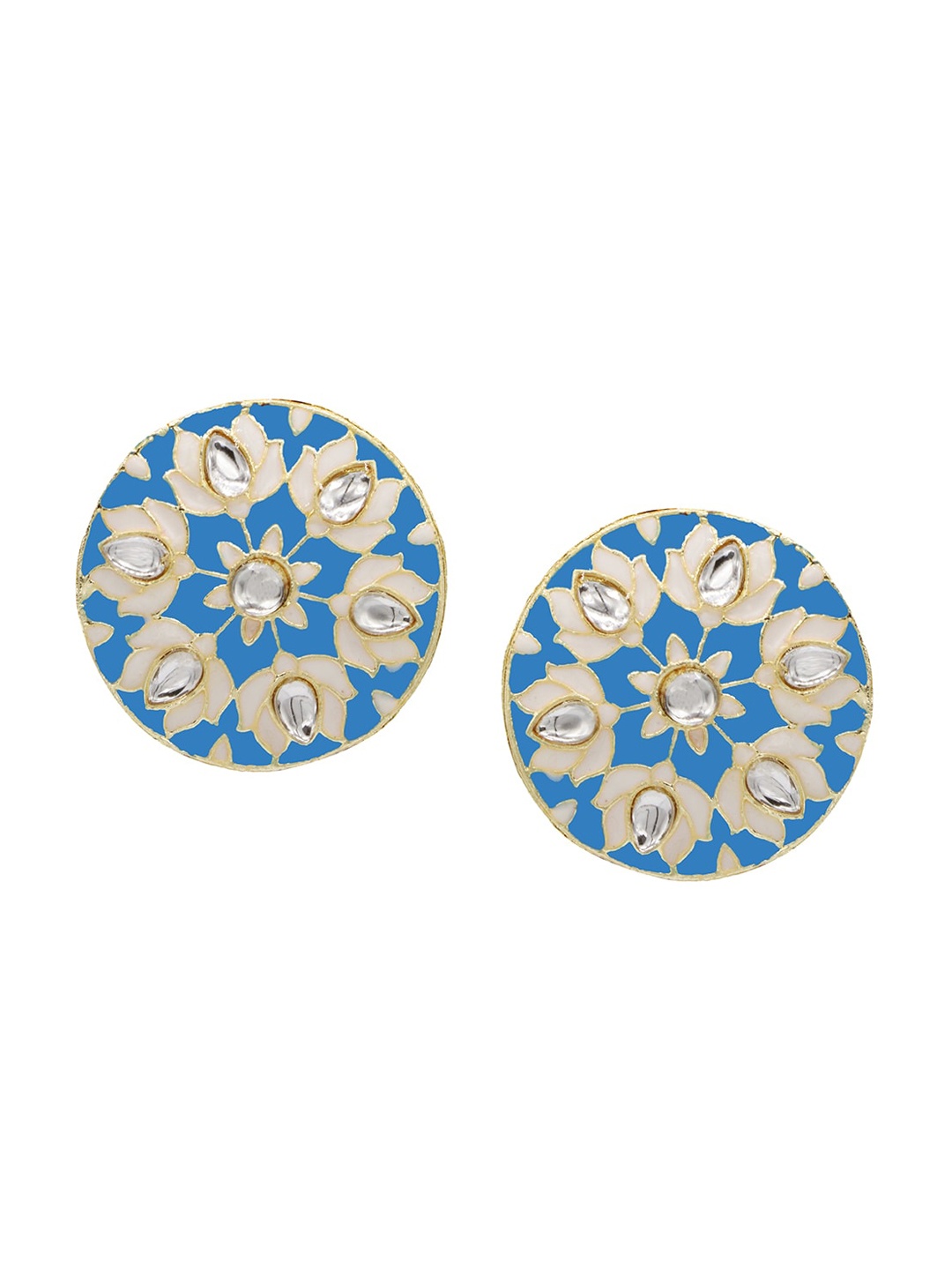 

ASMITTA JEWELLERY Gold-Plated Blue & White Circular Studs