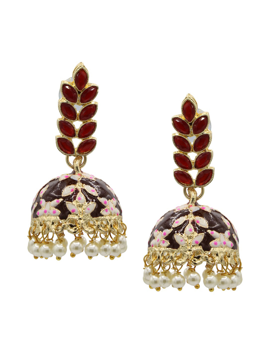 

ASMITTA JEWELLERY Maroon Contemporary Jhumkas Earrings