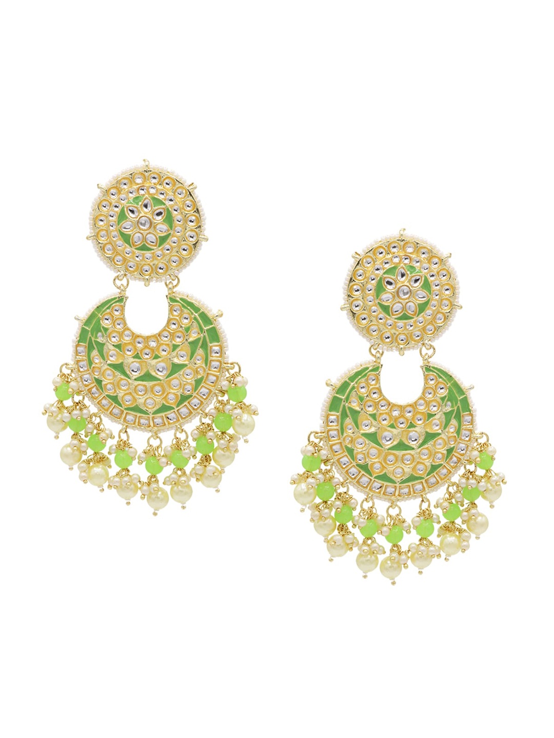 

ASMITTA JEWELLERY Lime Green Contemporary Chandbalis Earrings