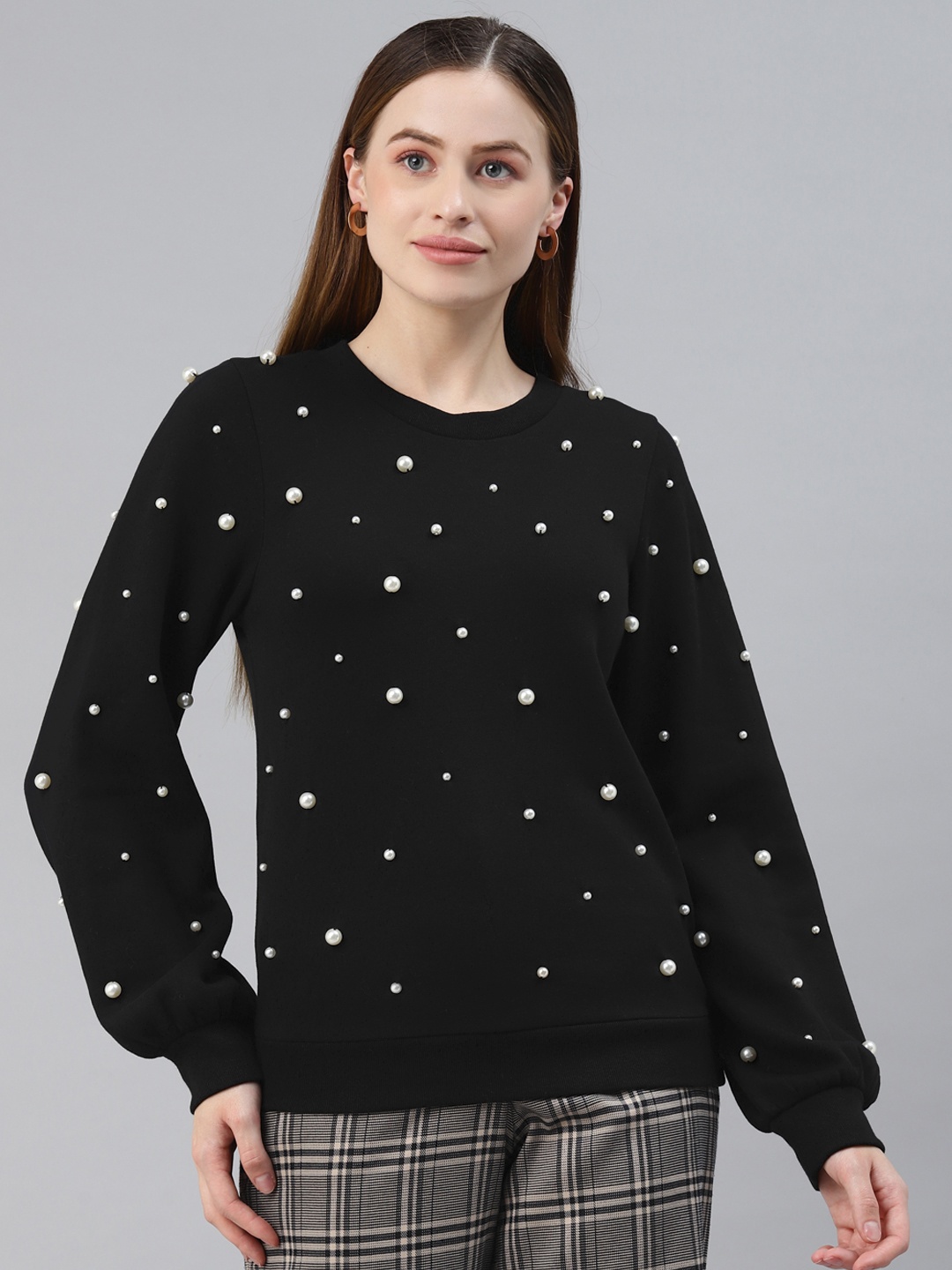 

Marks & Spencer Women Black Embellished Sweatshirt