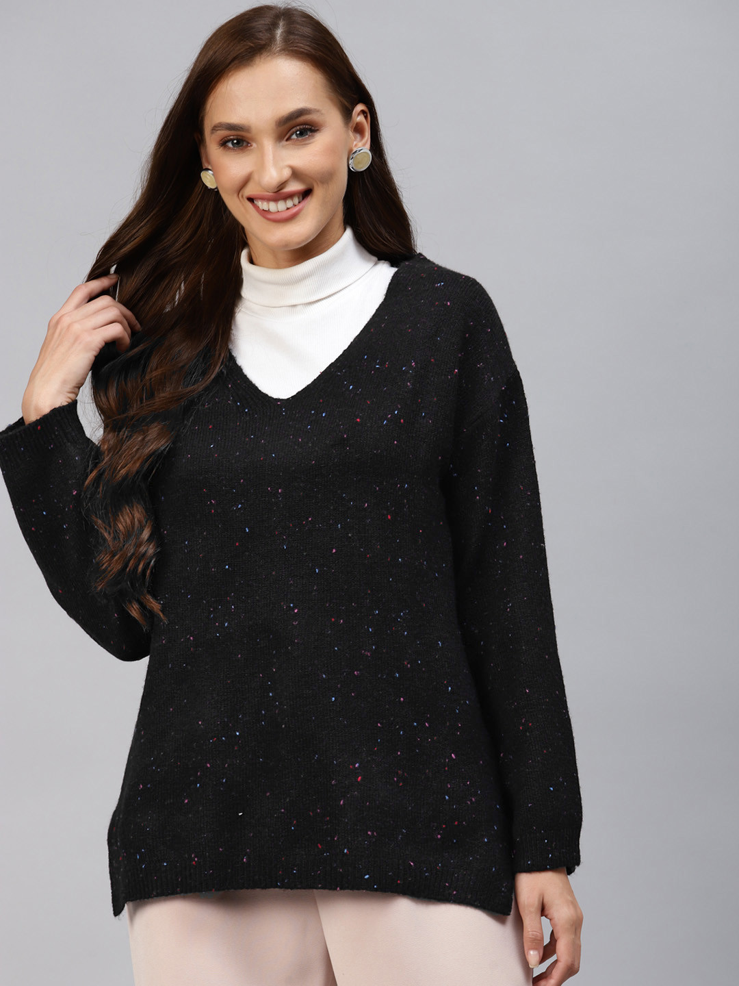 

Marks & Spencer Women Black Speckled Pullover