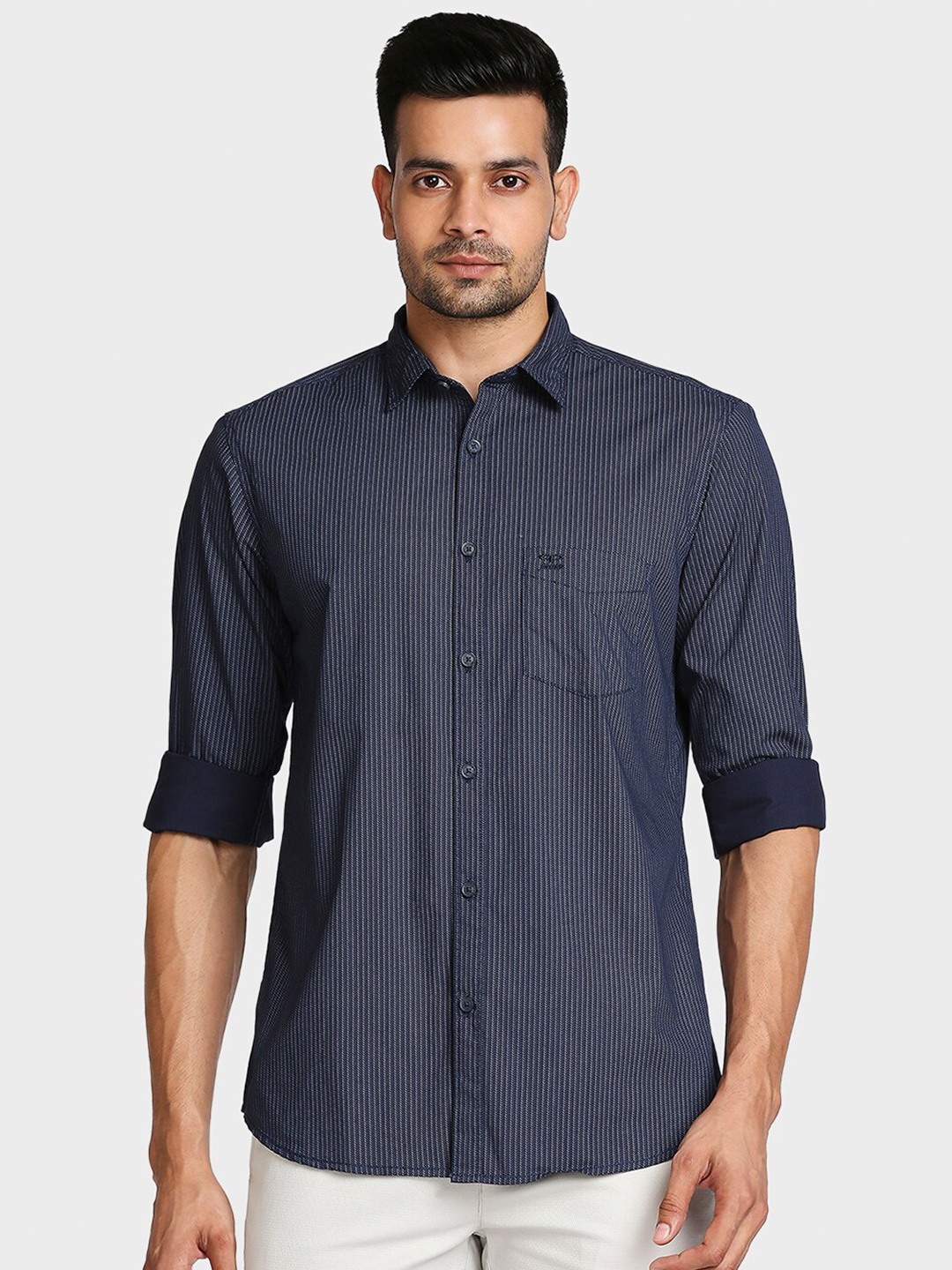 

ColorPlus Men Blue Tailored Fit Opaque Printed Casual Shirt