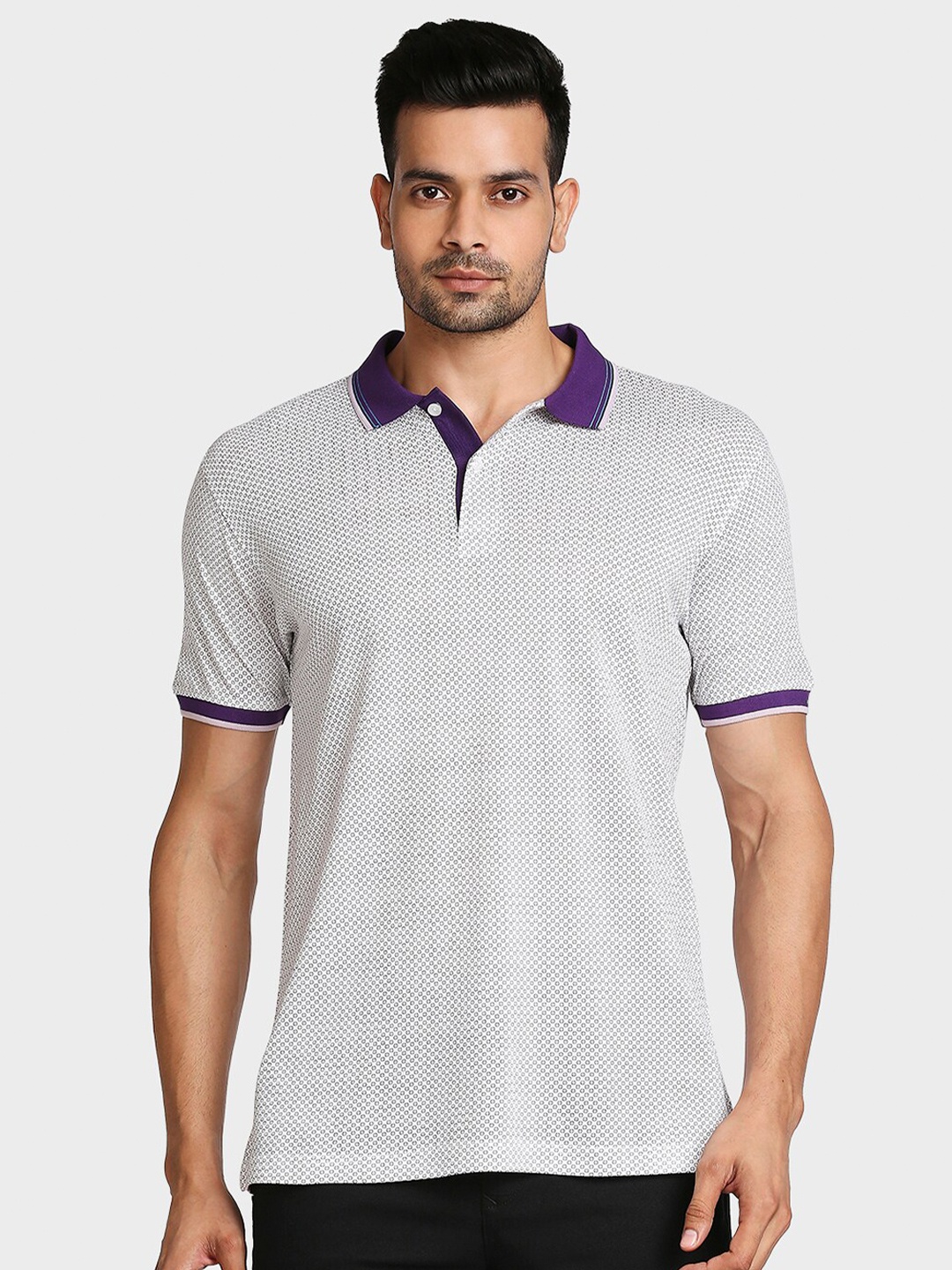 

ColorPlus Men Grey Polo Collar T-shirt
