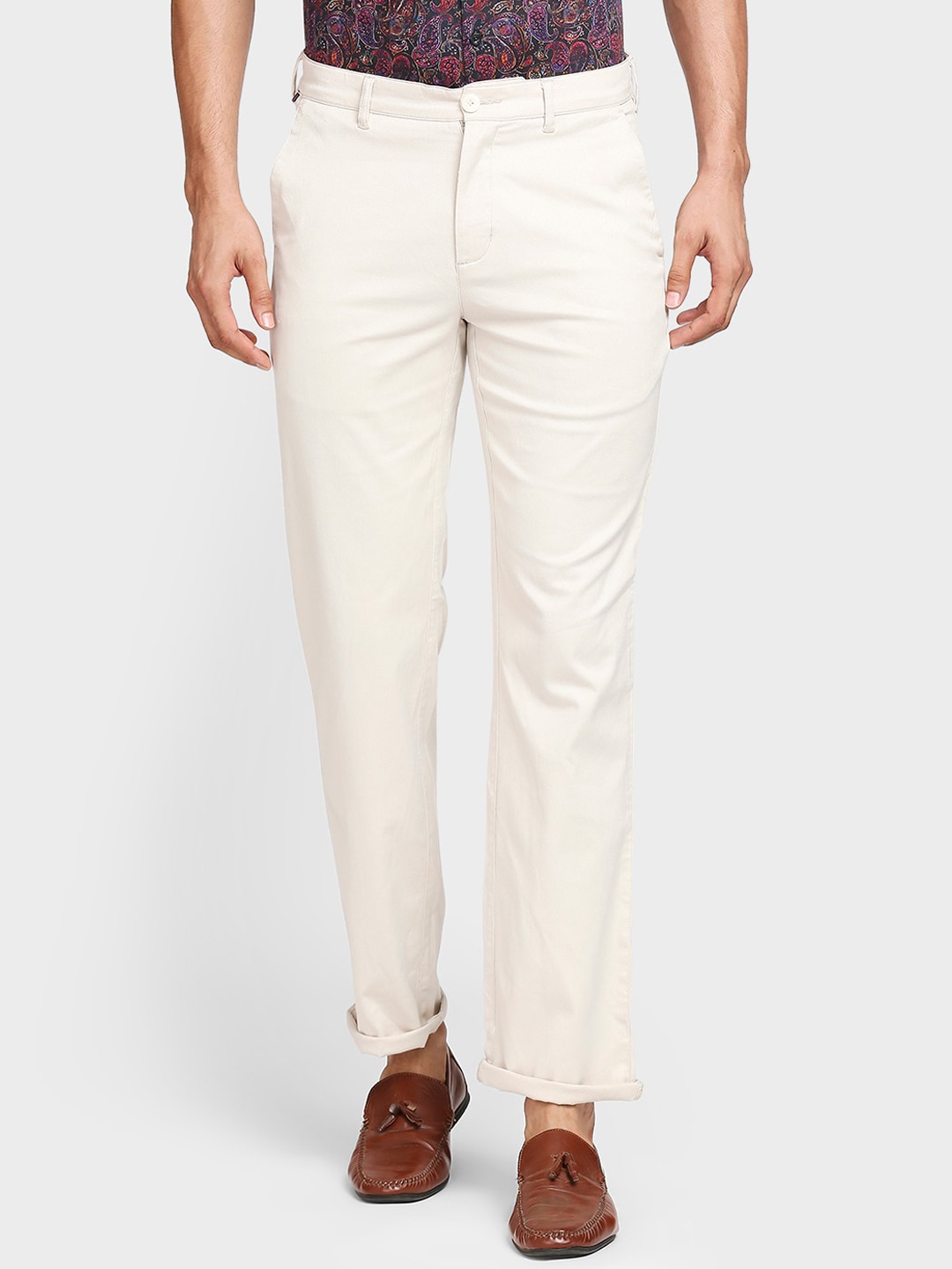 

ColorPlus Men Cream-Coloured Trousers