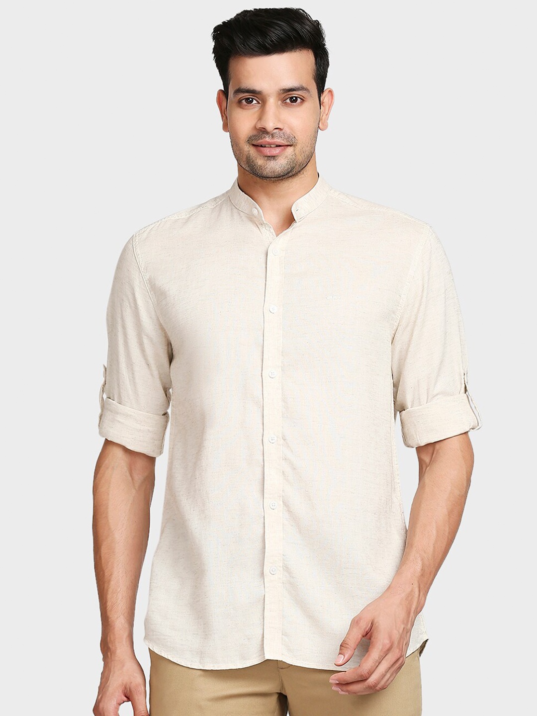 

ColorPlus Men Beige Tailored Fit Opaque Casual Shirt