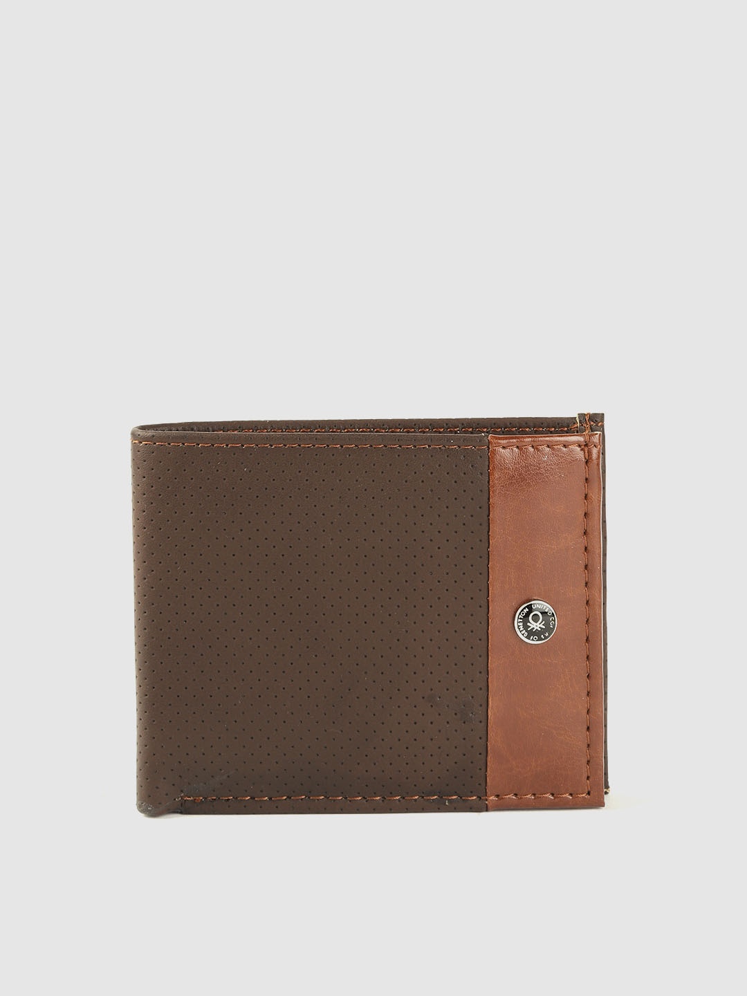 

United Colors of Benetton Men Brown Perforated Two Fold Wallet