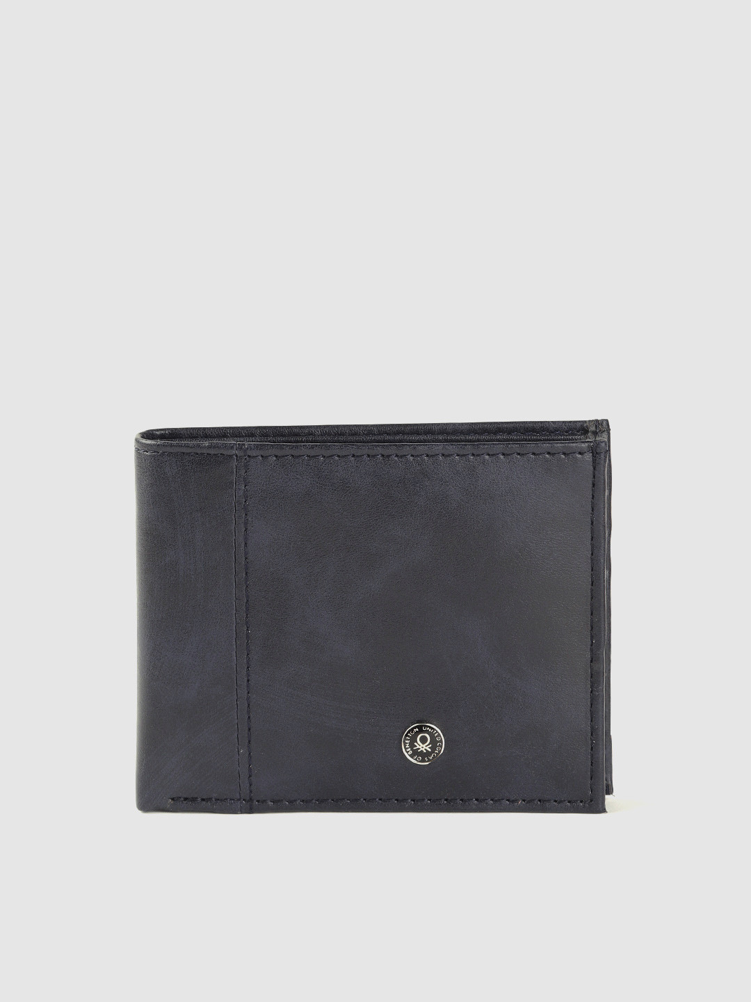 

United Colors of Benetton Men Navy Blue Solid Two Fold Wallet