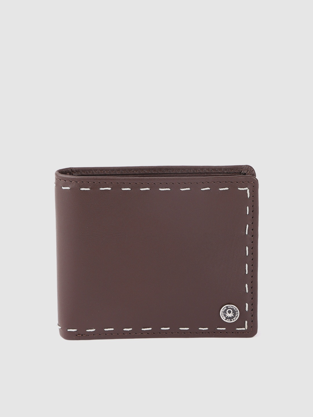

United Colors of Benetton Men Brown Genuine Leather Two Fold Wallet