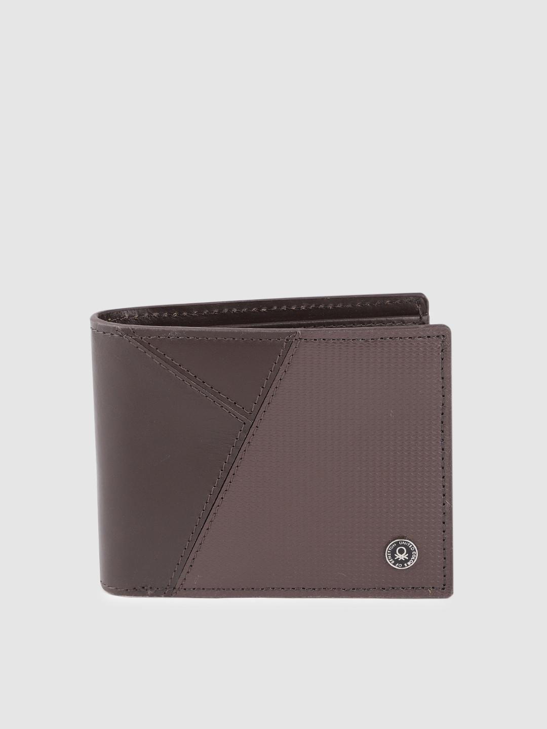 

United Colors of Benetton Men Brown Genuine Leather Two Fold Wallet