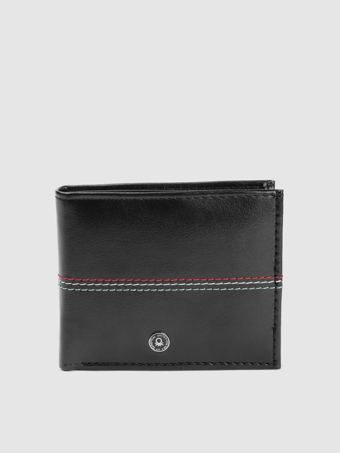 

United Colors of Benetton Men Black Solid Two Fold Wallet