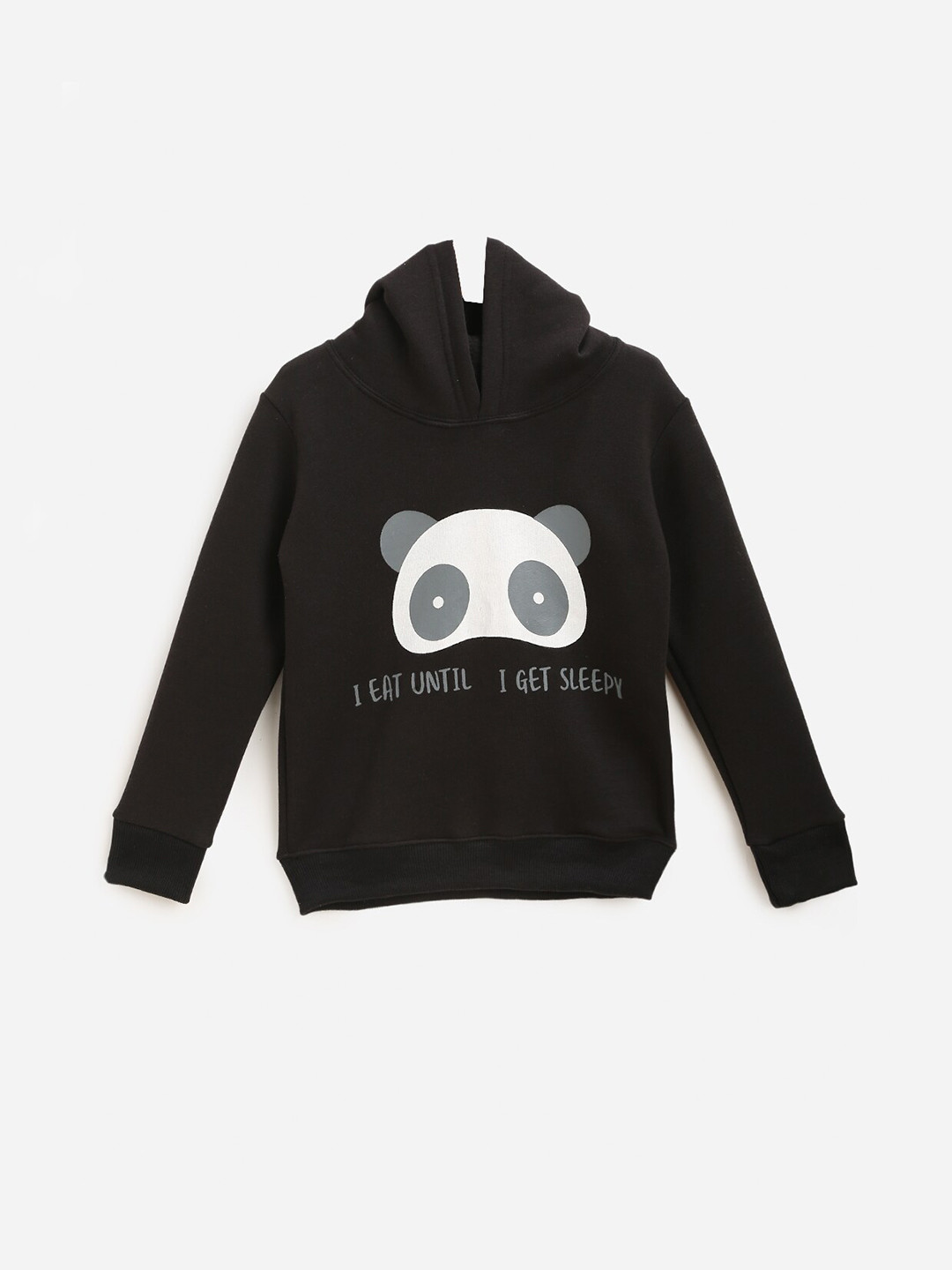 

KIDSCRAFT Boys Black Printed Hooded Sweatshirt