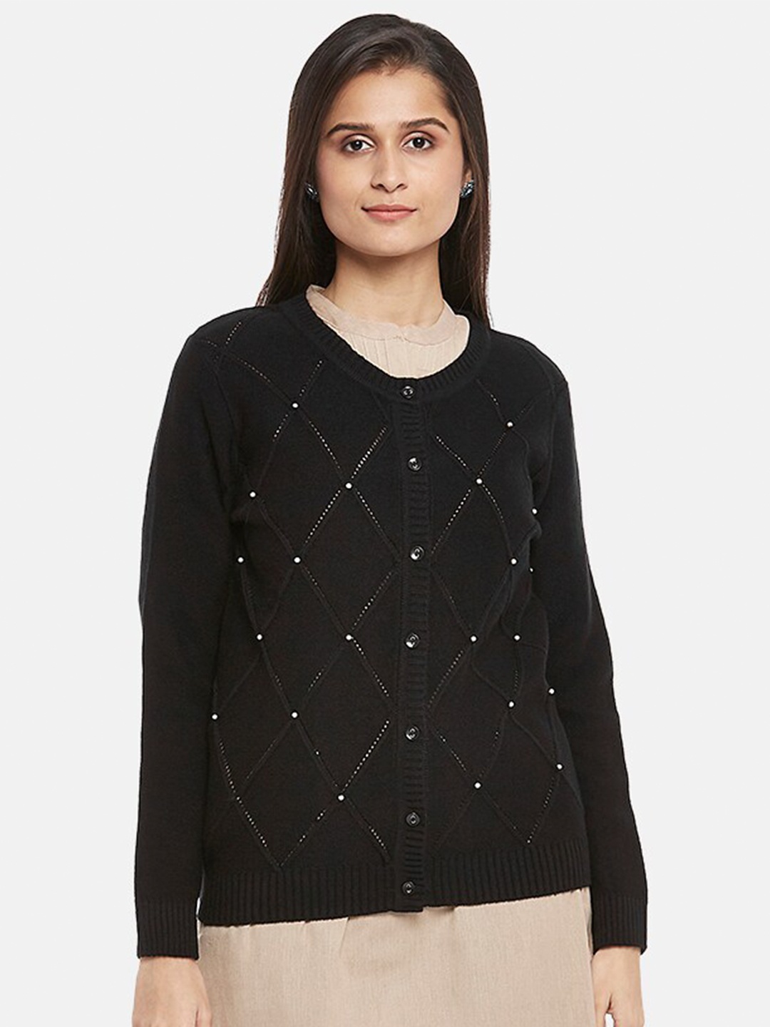 

RANGMANCH BY PANTALOONS Women Black Acrylic Cardigan