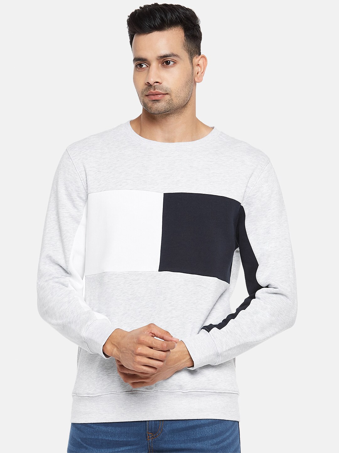 

BYFORD by Pantaloons Men Grey Melange Sweatshirt