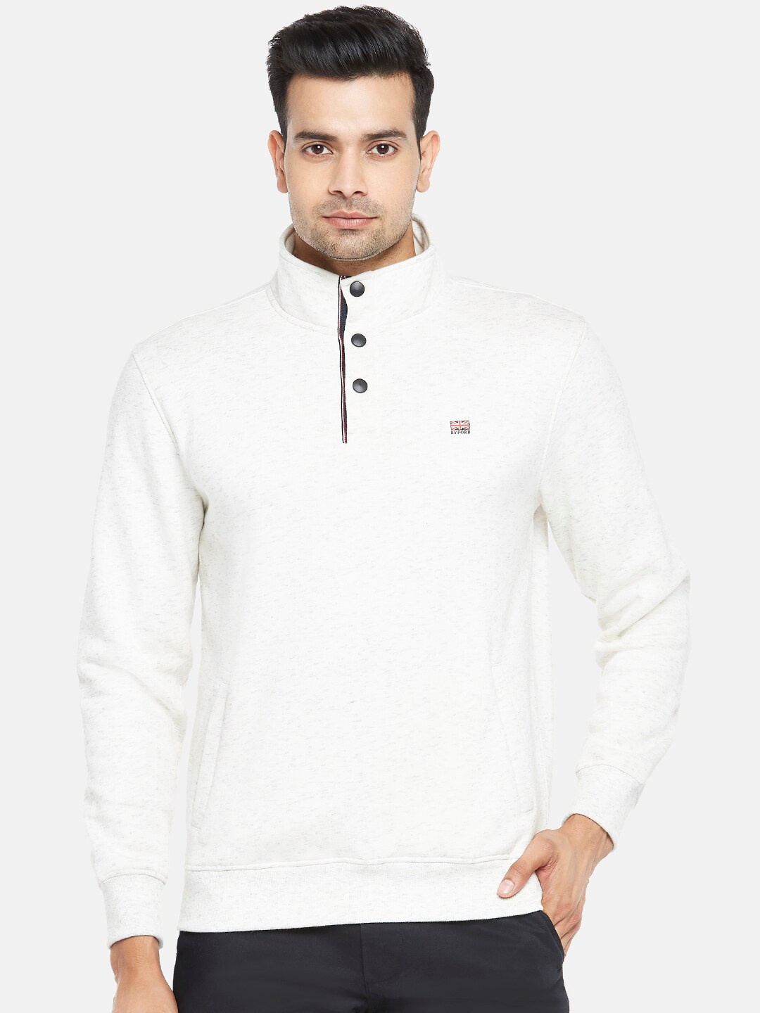 

BYFORD by Pantaloons Men Beige Solid Sweatshirt