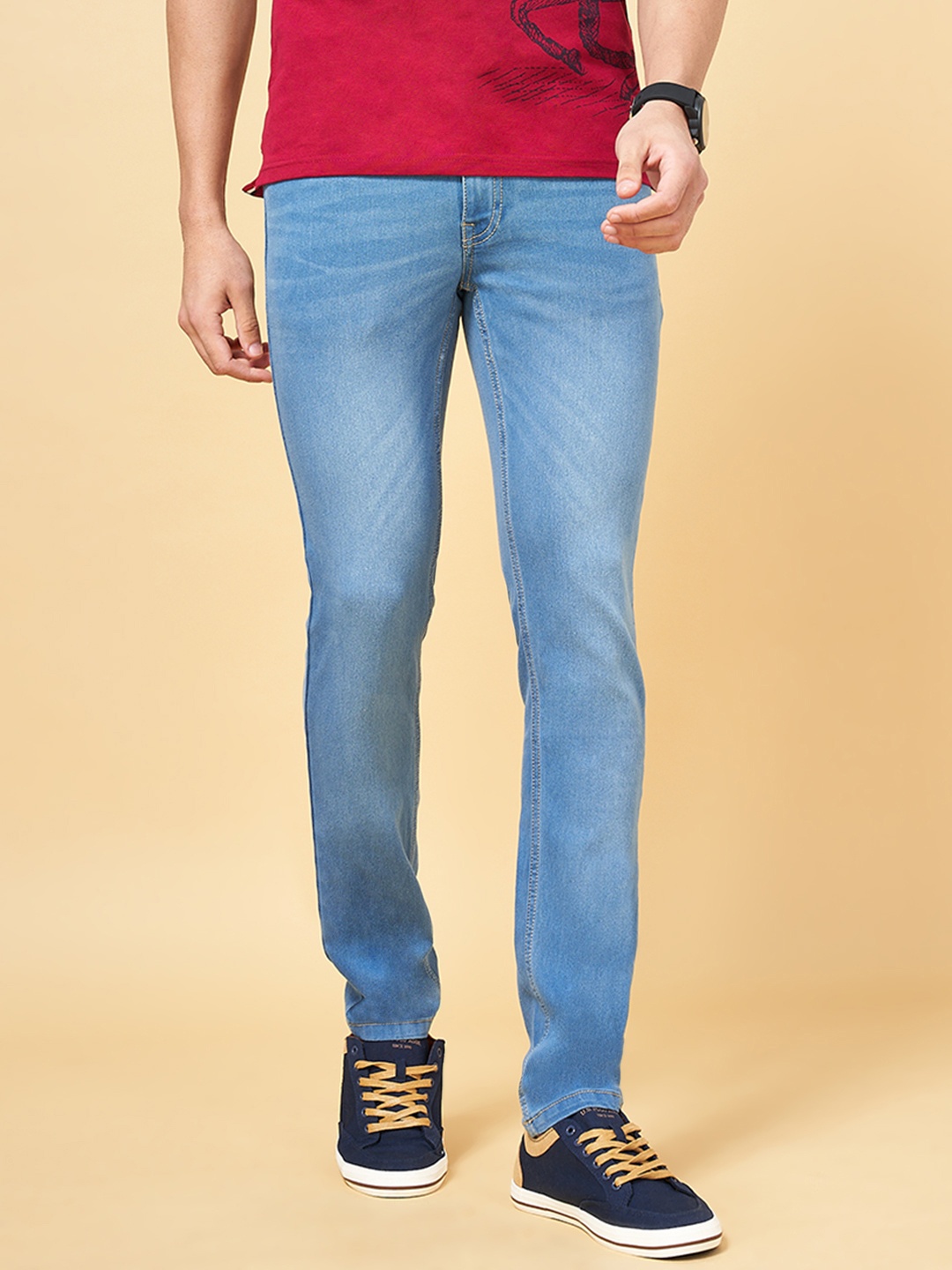 

BYFORD by Pantaloons Men Blue Tapered Fit Low-Rise Light Fade Jeans