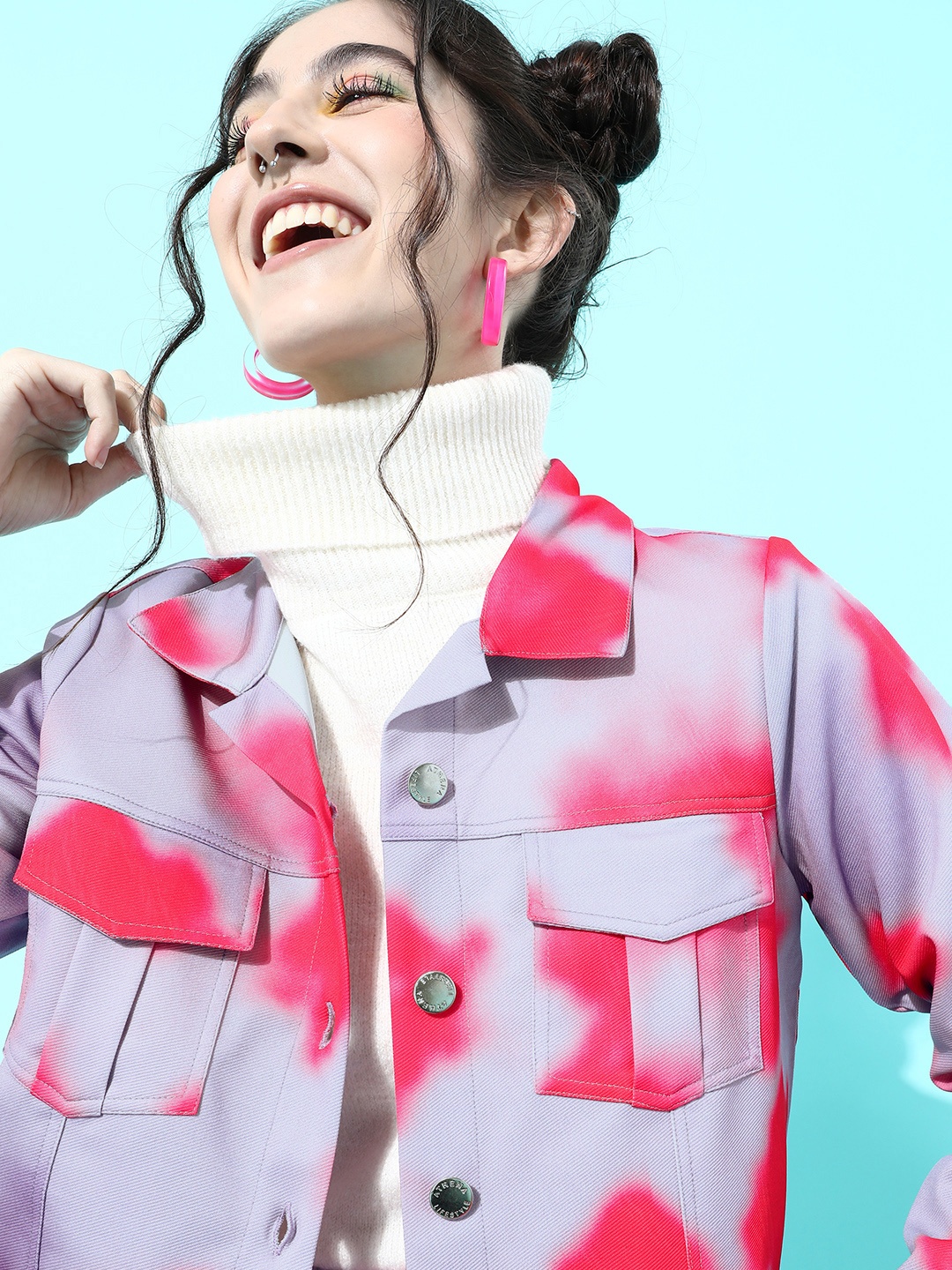 

Athena Woman Pretty Pink Tie and Dye Tie and Dye Jacket