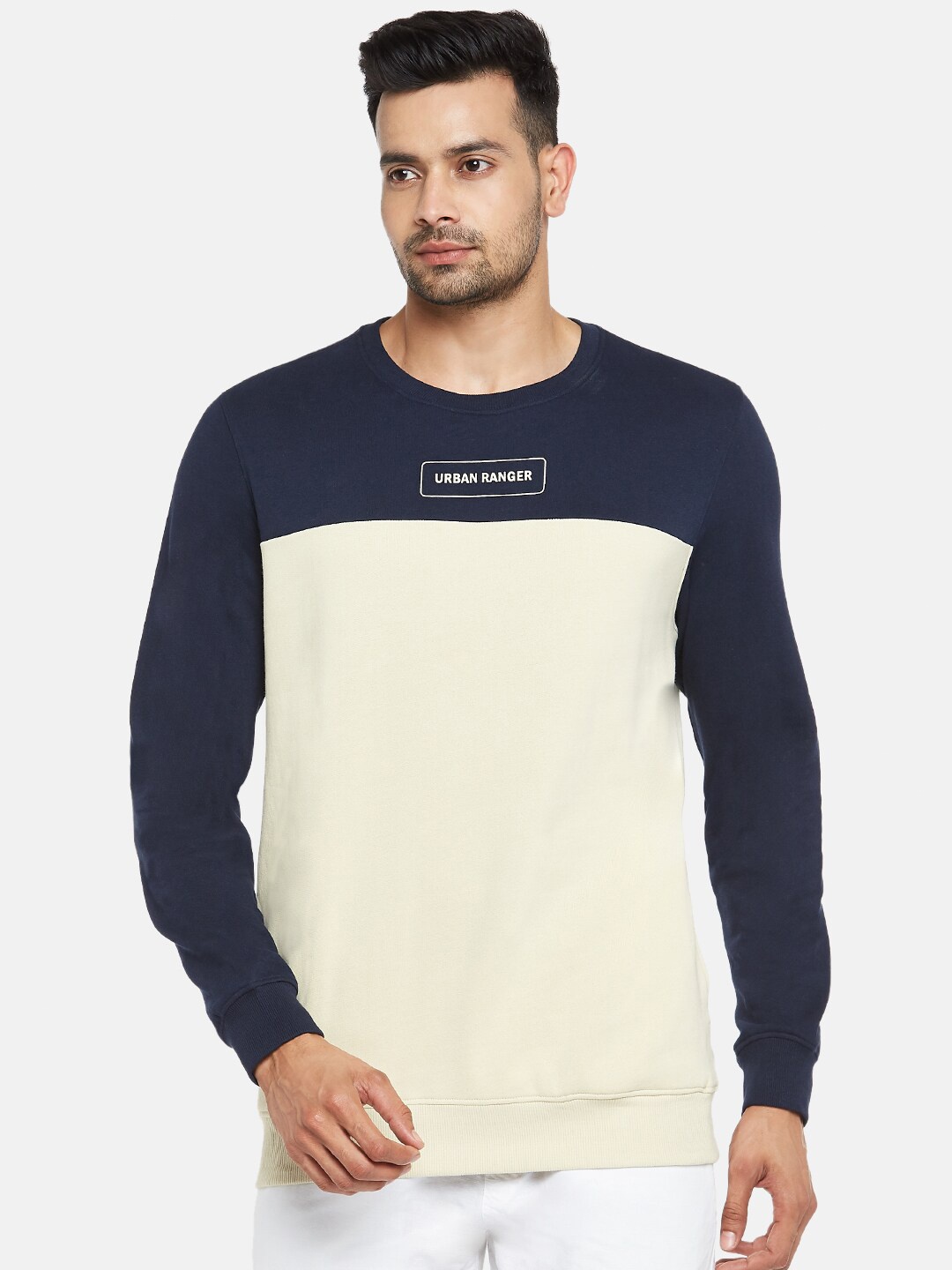 

Urban Ranger by pantaloons Men Beige Colourblocked Sweatshirt