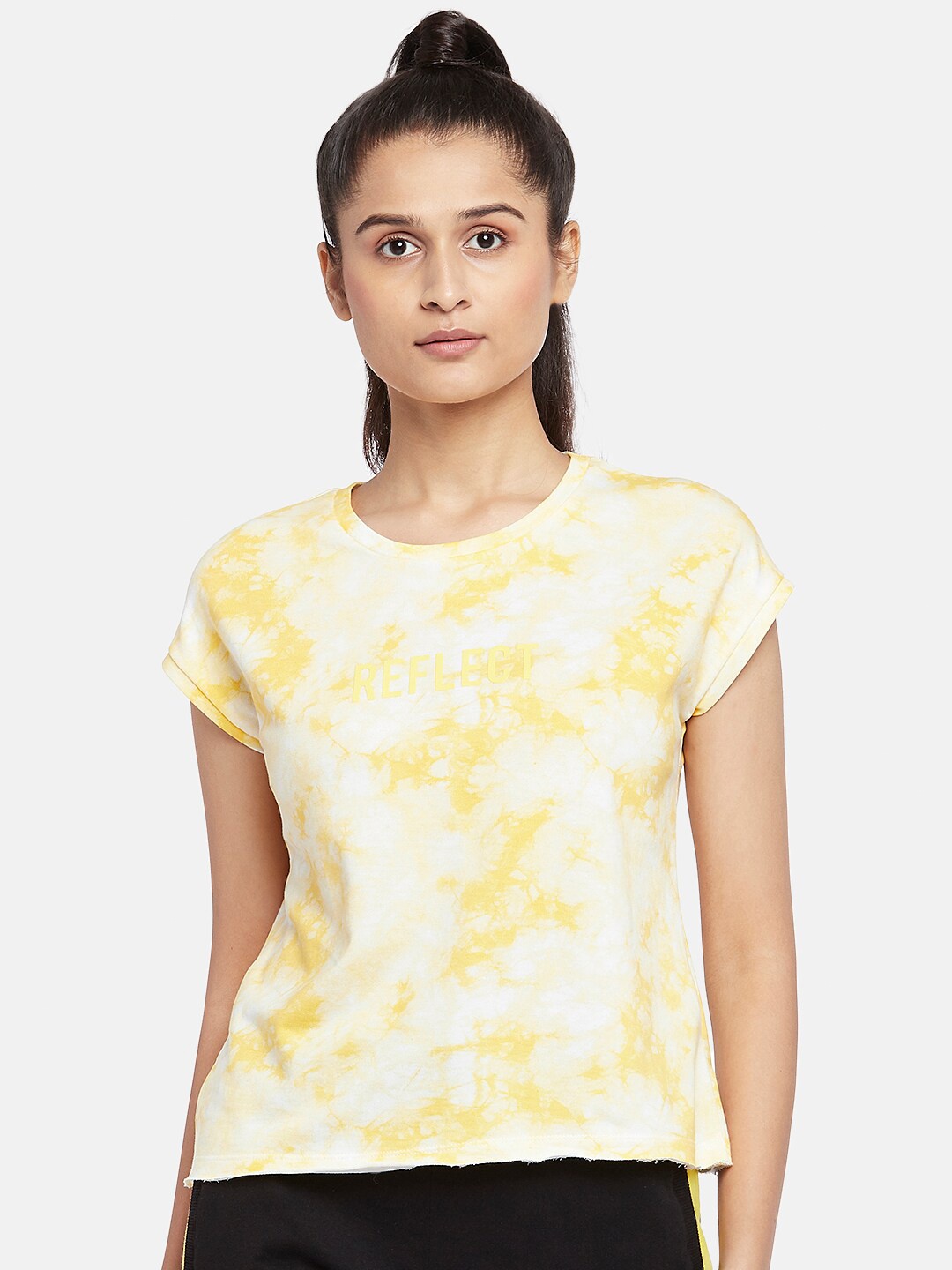 

Ajile by Pantaloons Yellow Tie and Dye Regular Top