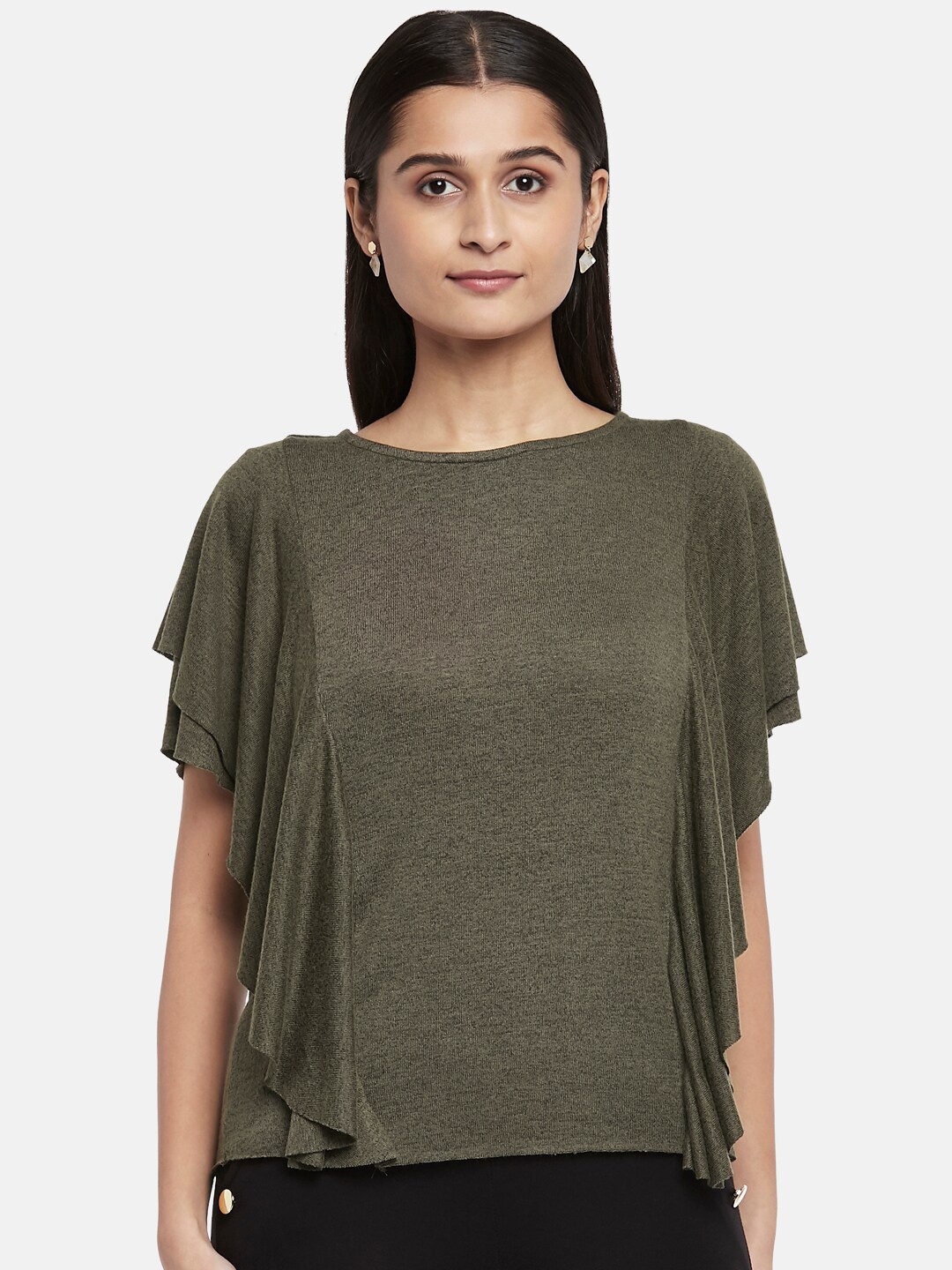 

Annabelle by Pantaloons Olive Green Regular Top