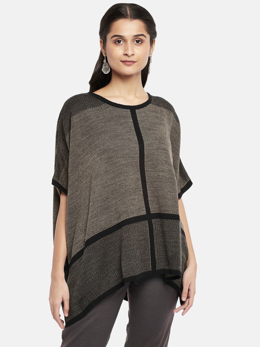 

AKKRITI BY PANTALOONS Charcoal Acrylic Regular Top
