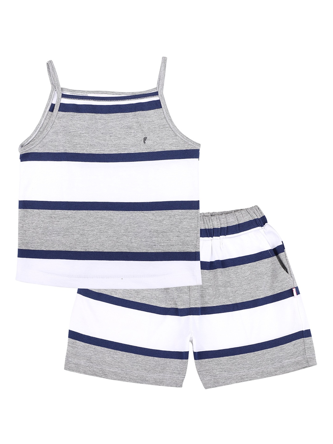 

First Kick Girls Grey & Blue Striped Organic Cotton Night Suit