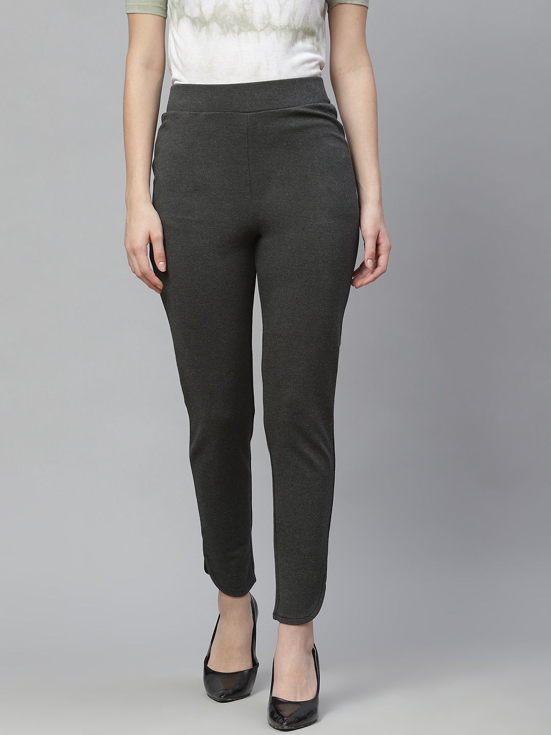 

Marks & Spencer Women Charcoal Cigerette Trousers