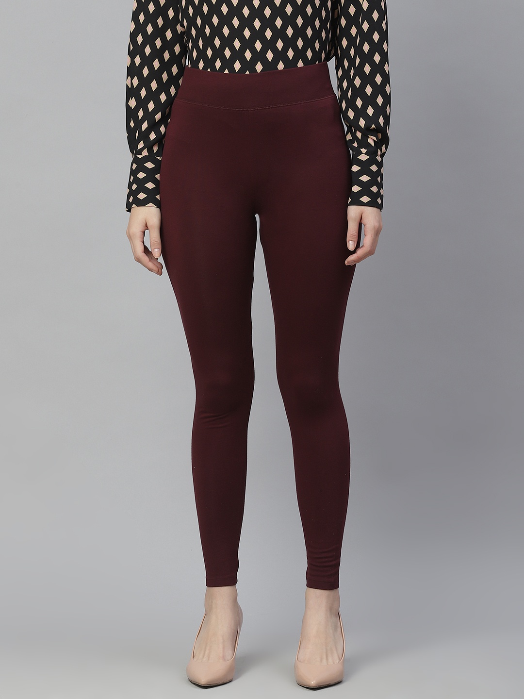 

Marks & Spencer Women Burgundy Solid Leggings