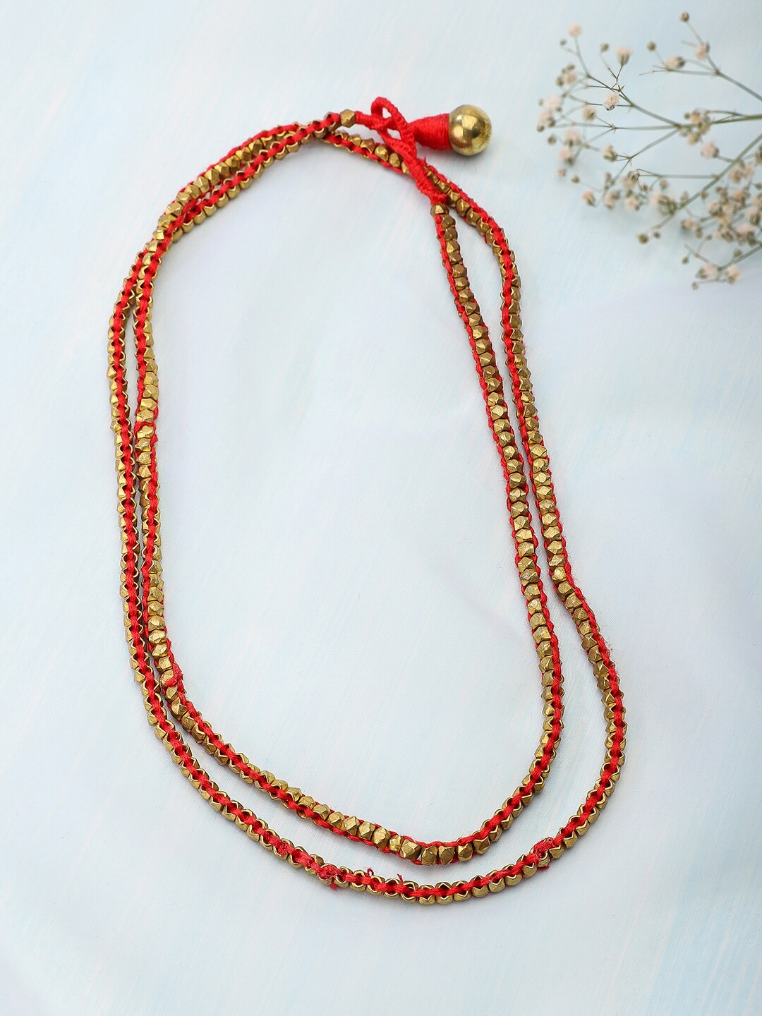 

Fabindia Women Red & Gold Minimal Princess Chain