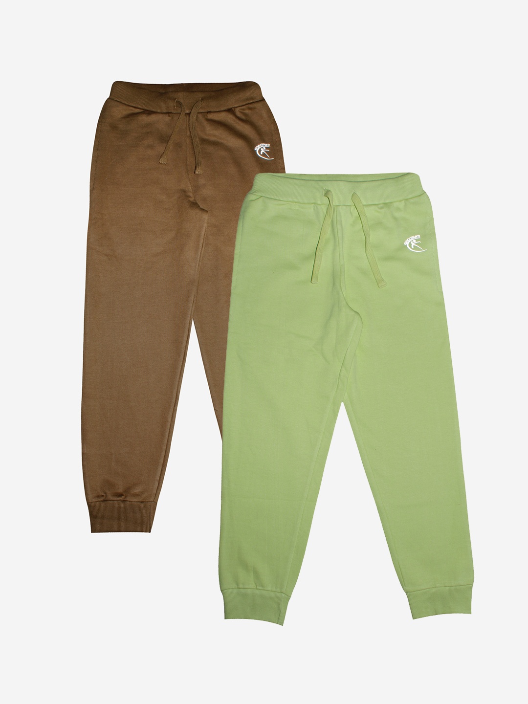 

KiddoPanti Unisex Kids Pack Of 2 Solid Cotton Joggers, Green