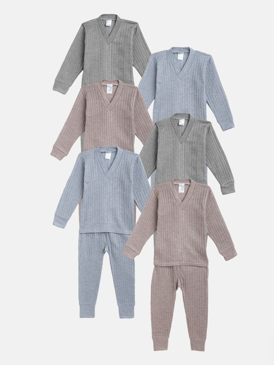 

MANZON Kids Pack Of 6 Multicoloured Solid Thermal Sets, Multi