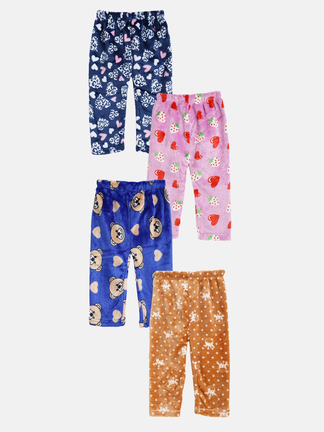 

MANZON Girls Pack of 4 Printed Velvet Lounge Pants, Blue