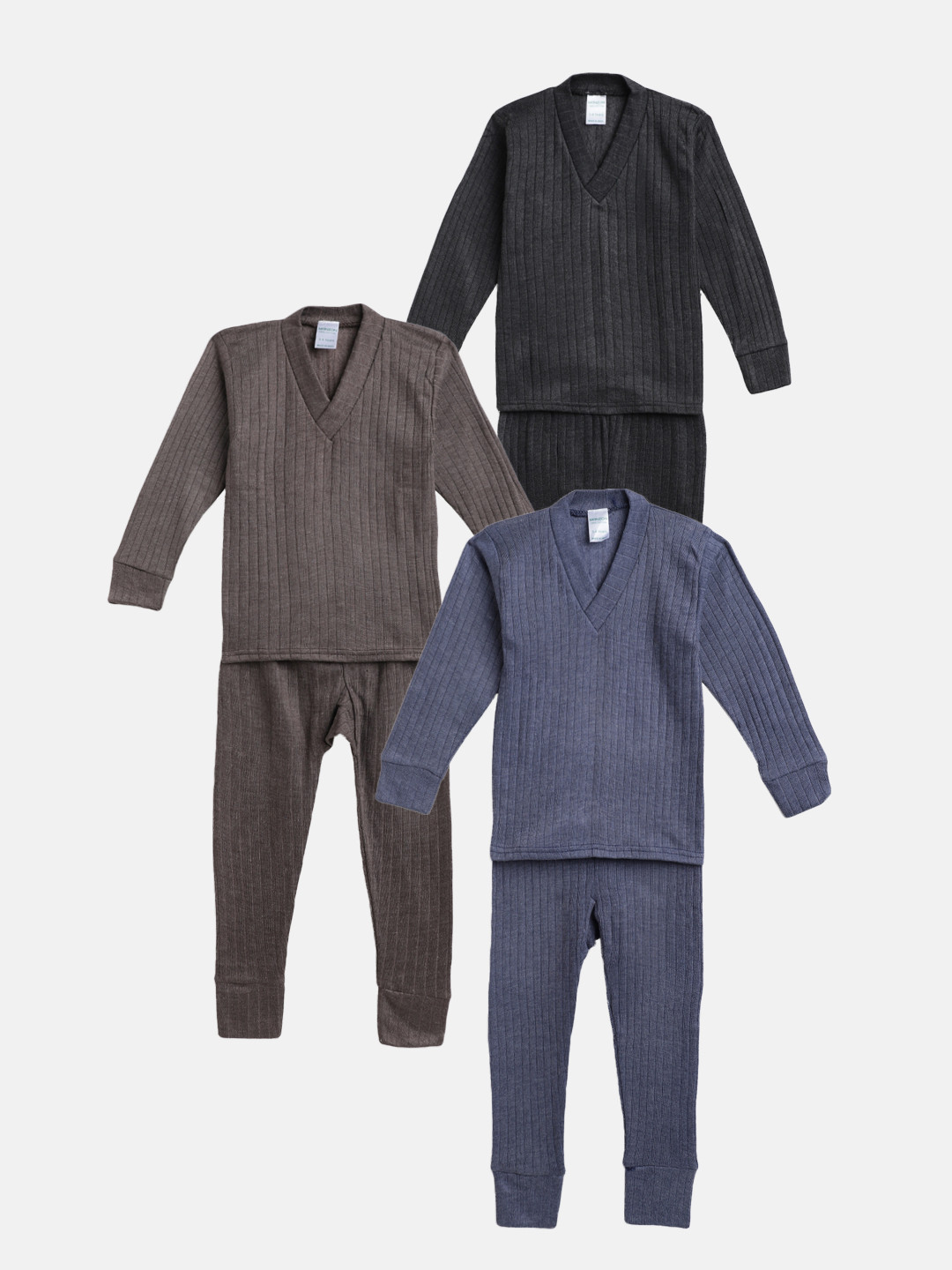 

MANZON Kids Pack of 3 Solid Thermal Sets, Black