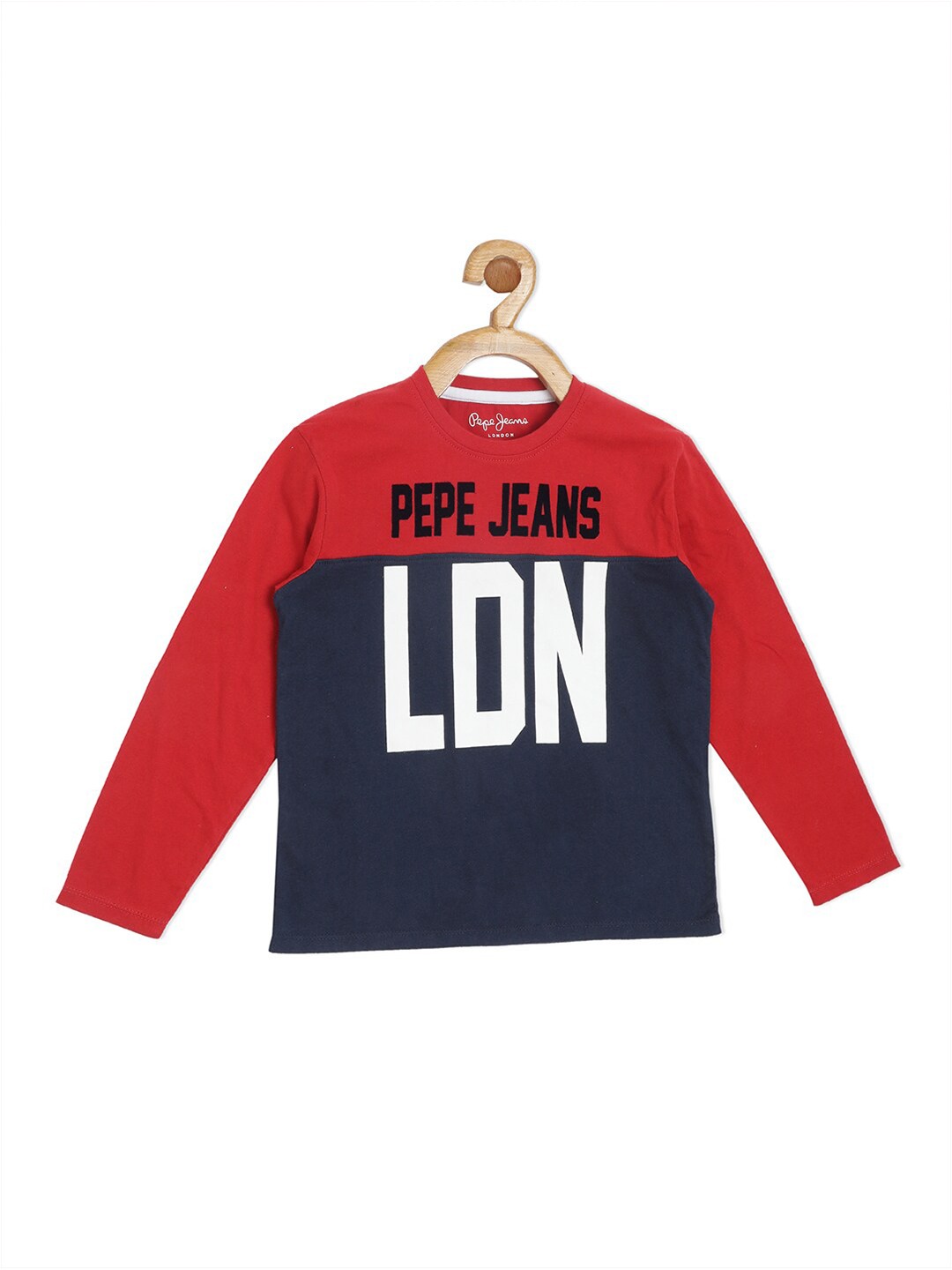 

Pepe Jeans Boys Red Colourblocked Applique T-shirt