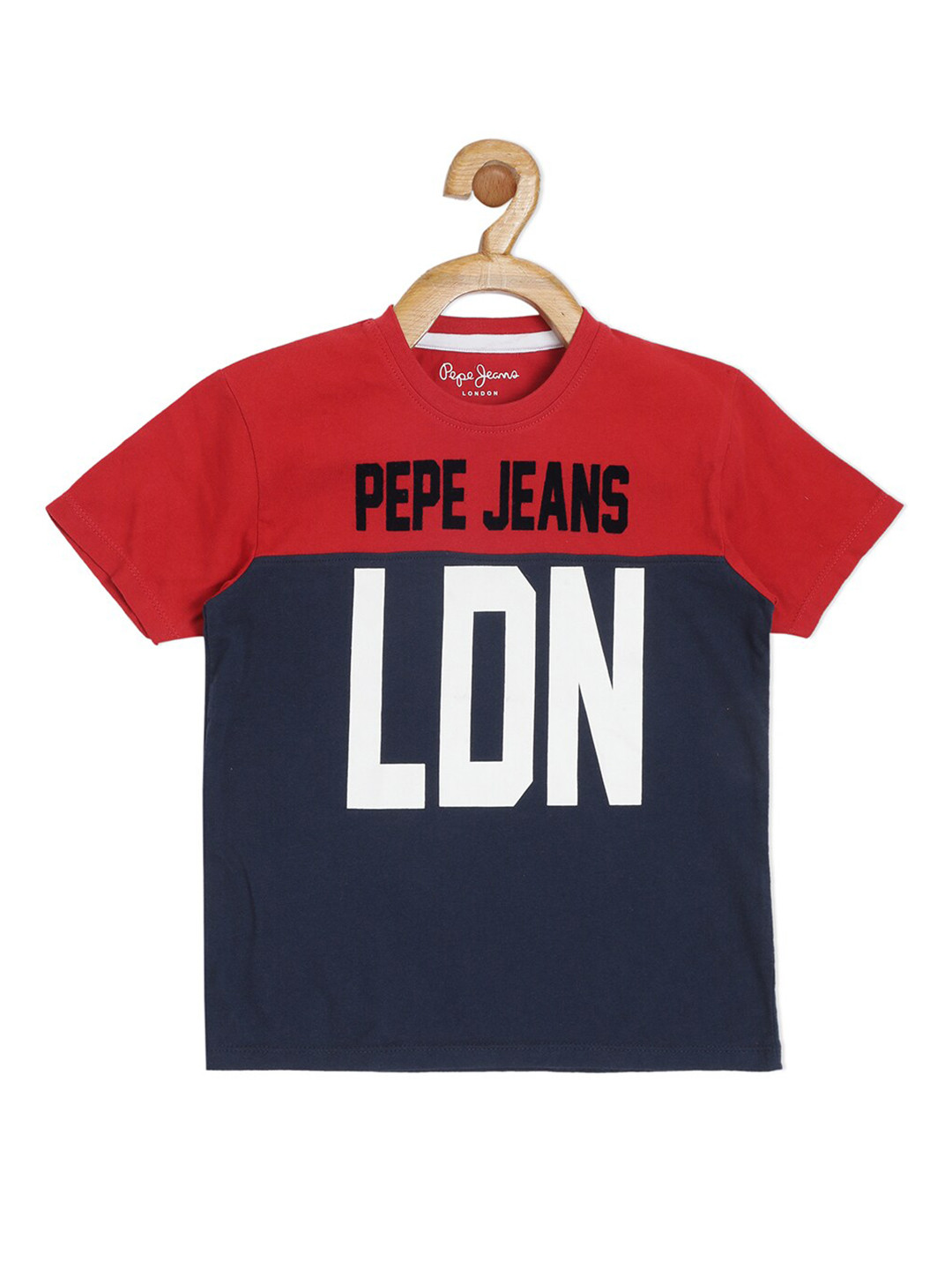 

Pepe Jeans Boys Red Colourblocked V-Neck Pockets T-shirt