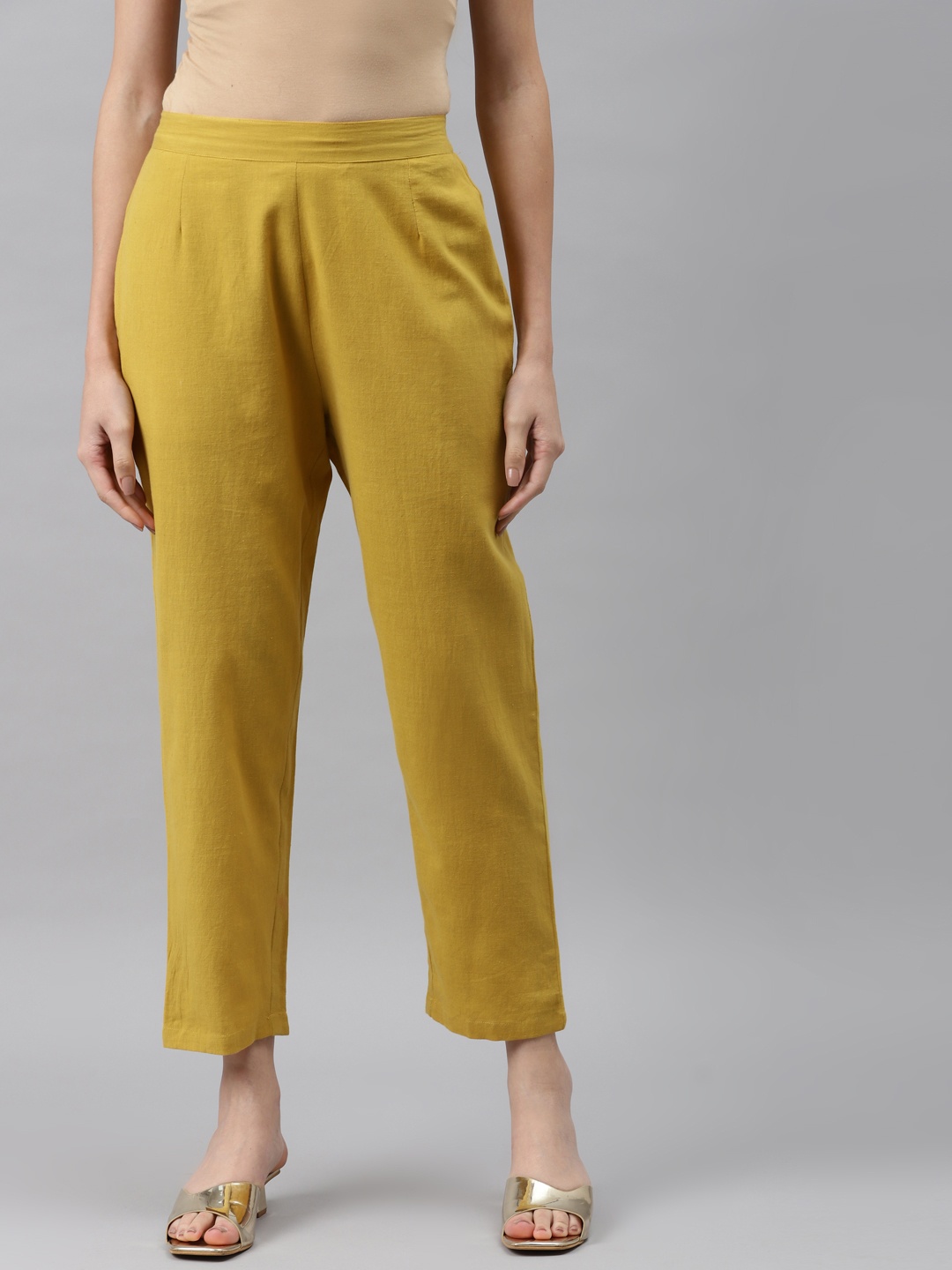 

Yuris Women Mustard Yellow Comfort Trousers
