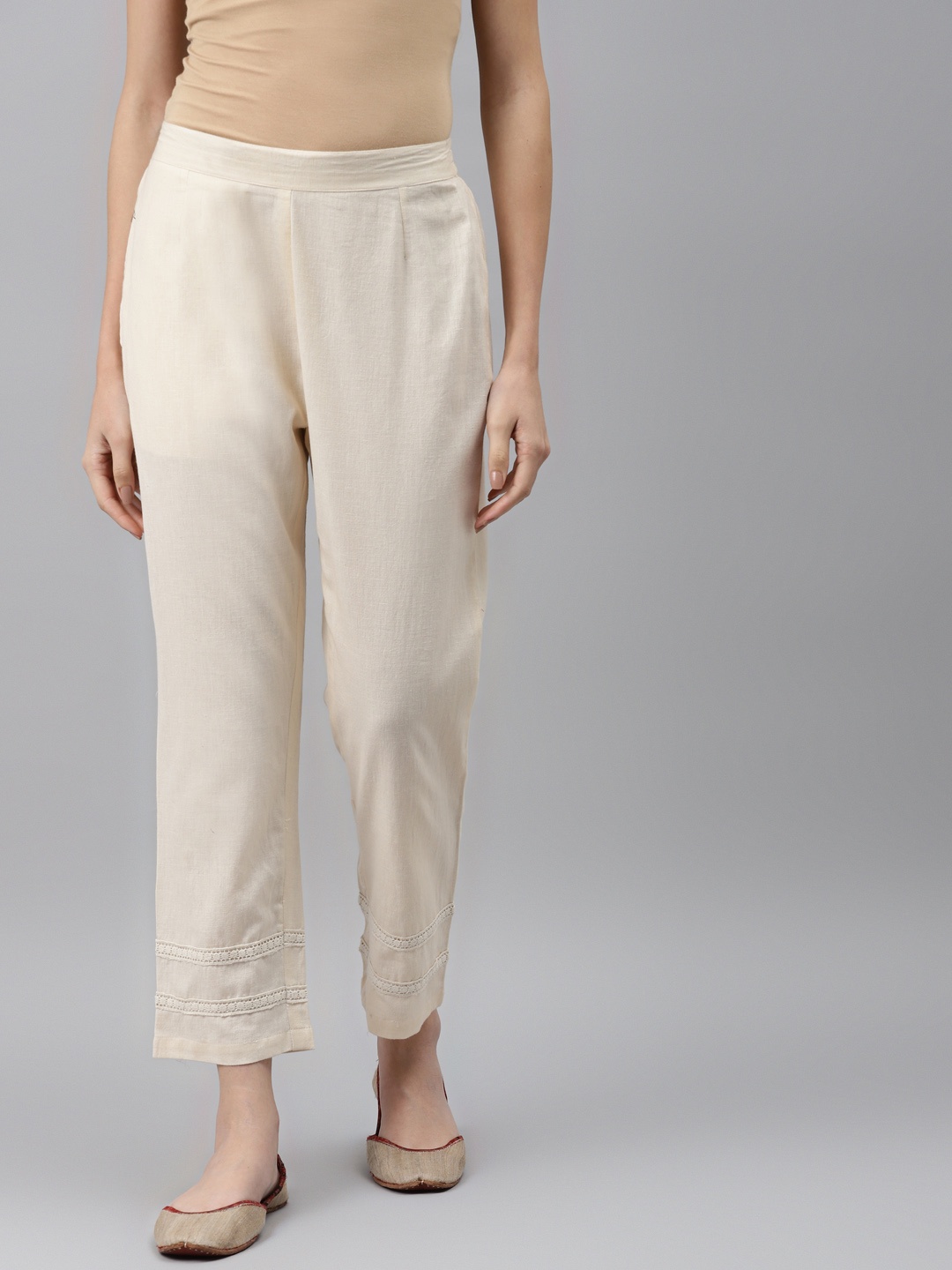 

Yuris Women Cream-Coloured Comfort Trousers